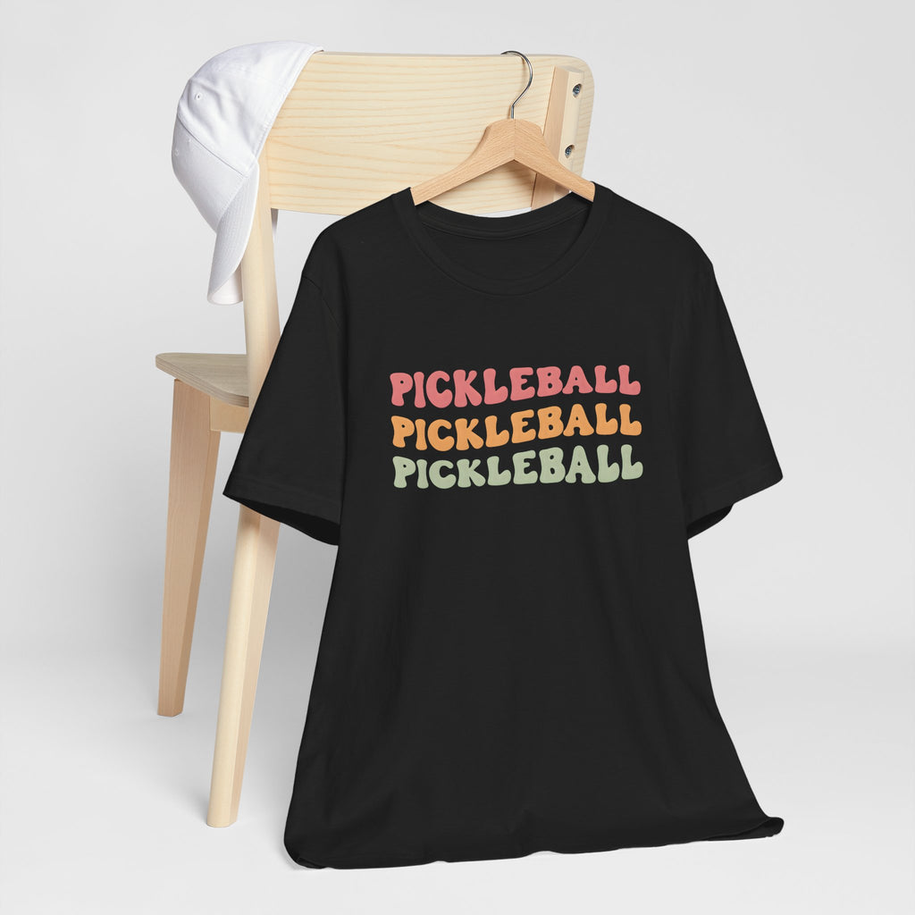 Pickleball Tee — Retro 'PICKLEBALL' Triple-Stack Graphic Shirt