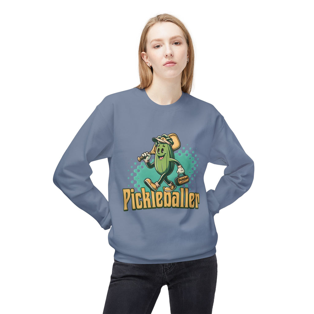 Pickleball Cartoon Crewneck Sweatshirt — "Pickleballer" Graphic