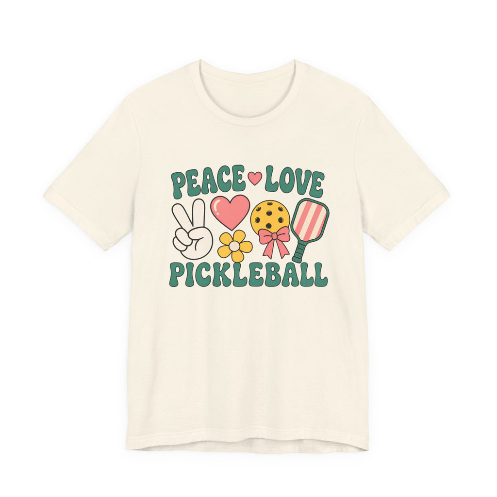 Pickleball Peace & Love T-Shirt – Cute Retro Paddle Design