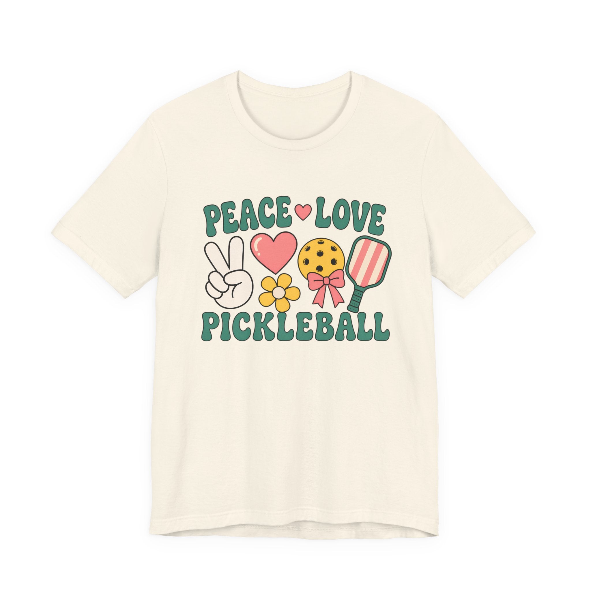 Pickleball Peace & Love T-Shirt – Cute Retro Paddle Design