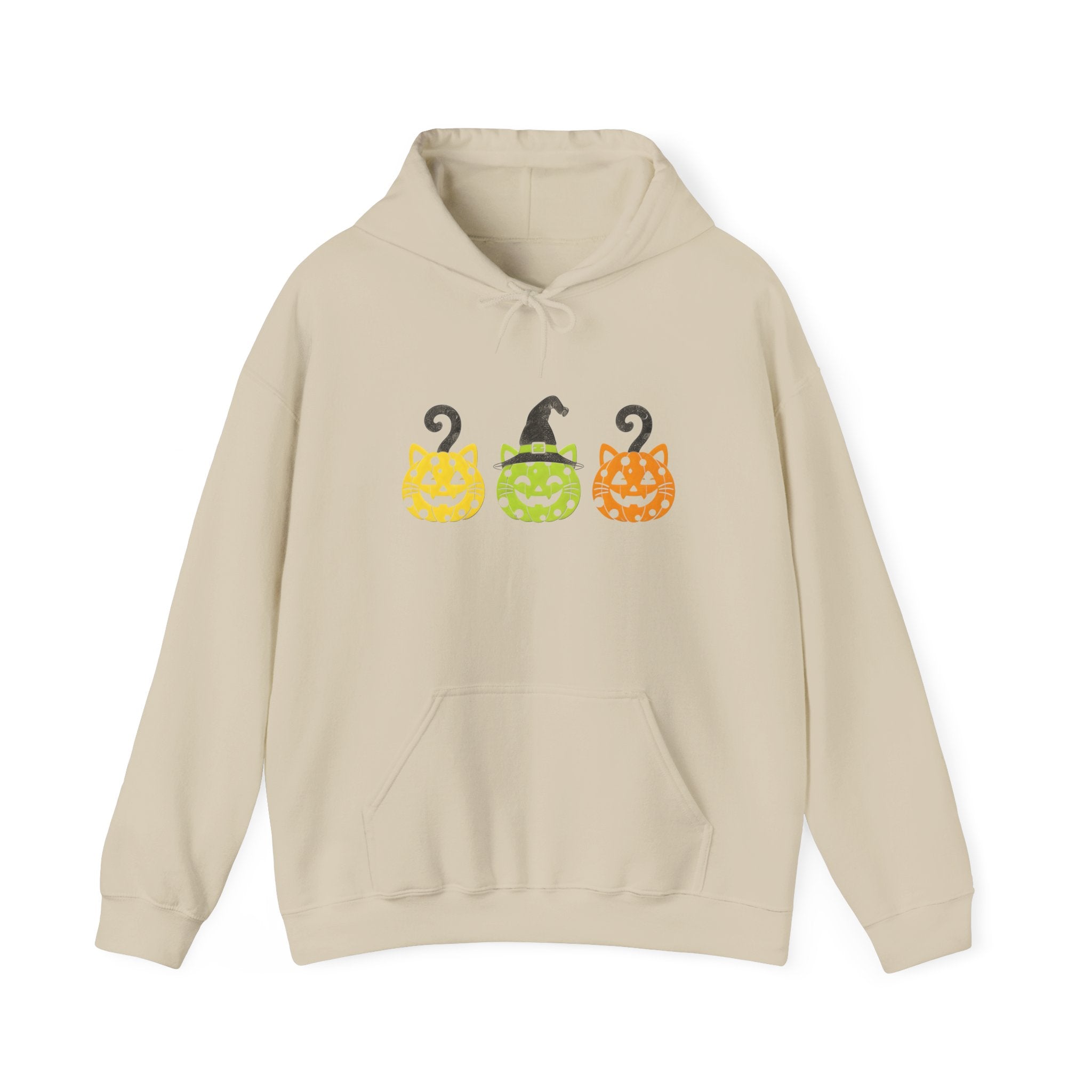 Pumpkin Trio Halloween Hoodie — Cute Witch Hat Jack-o'-Lantern Sweatshirt