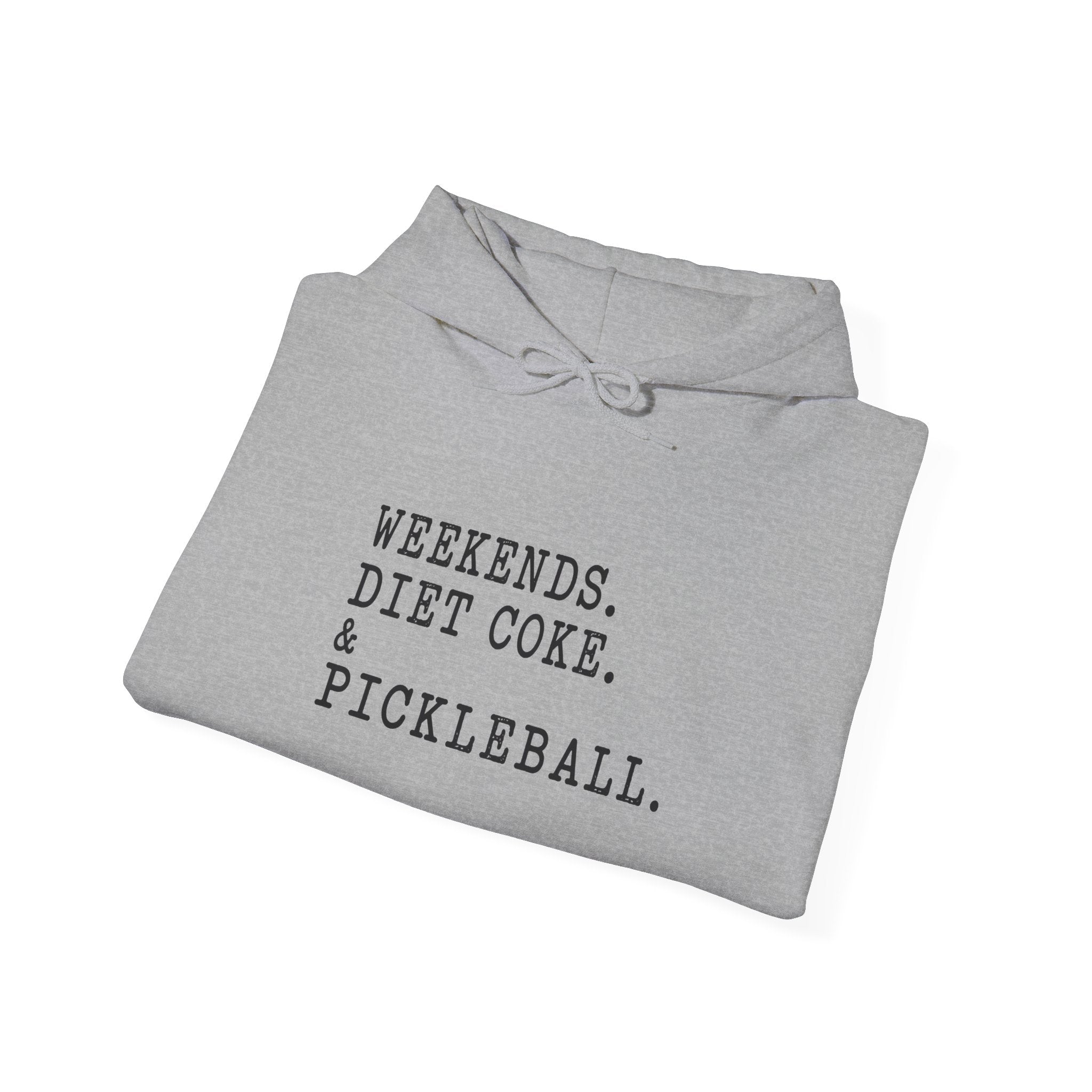 Pickleball Hoodie - "Weekends. Diet Coke. & Pickleball." Cozy White Pullover