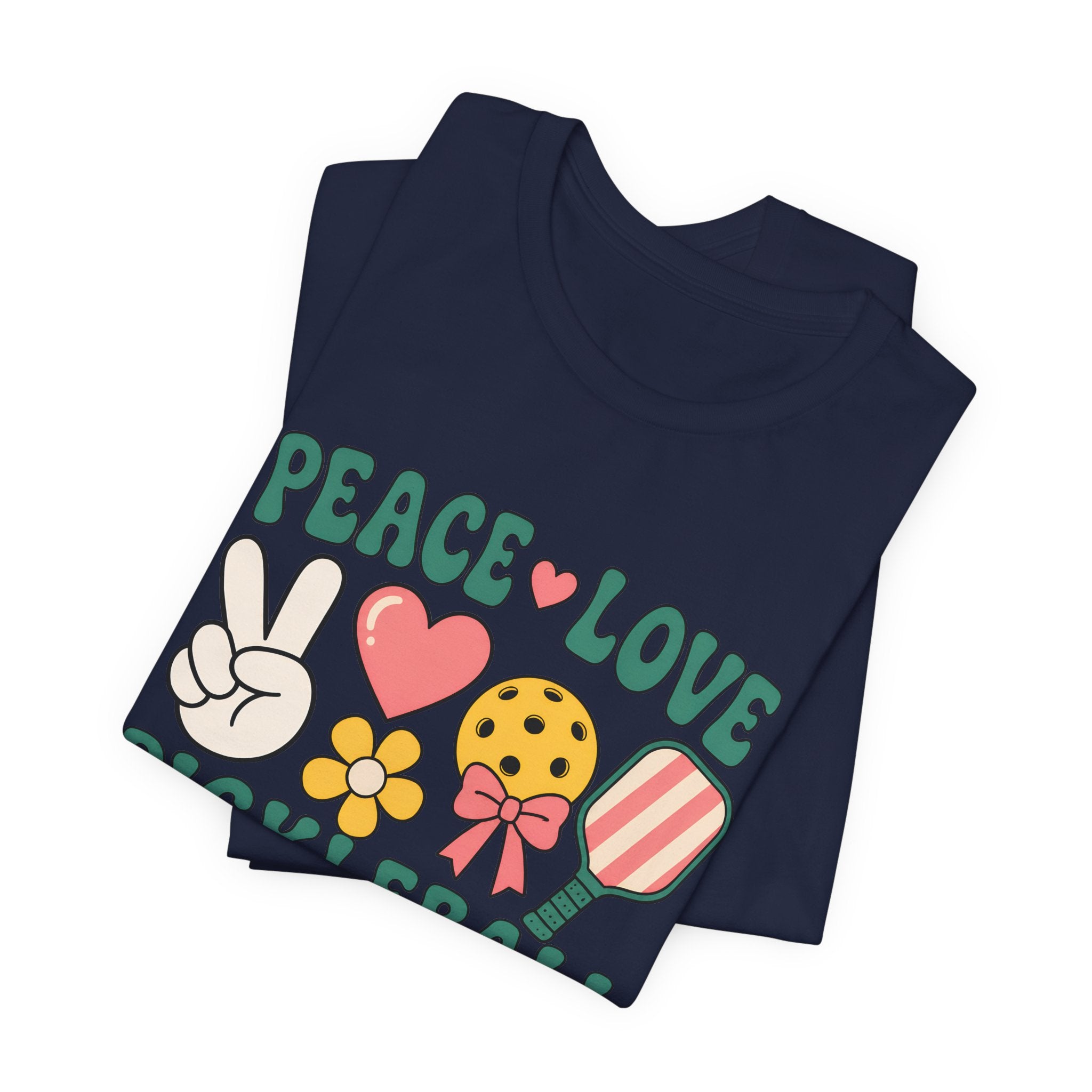 Pickleball Peace & Love T-Shirt – Cute Retro Paddle Design