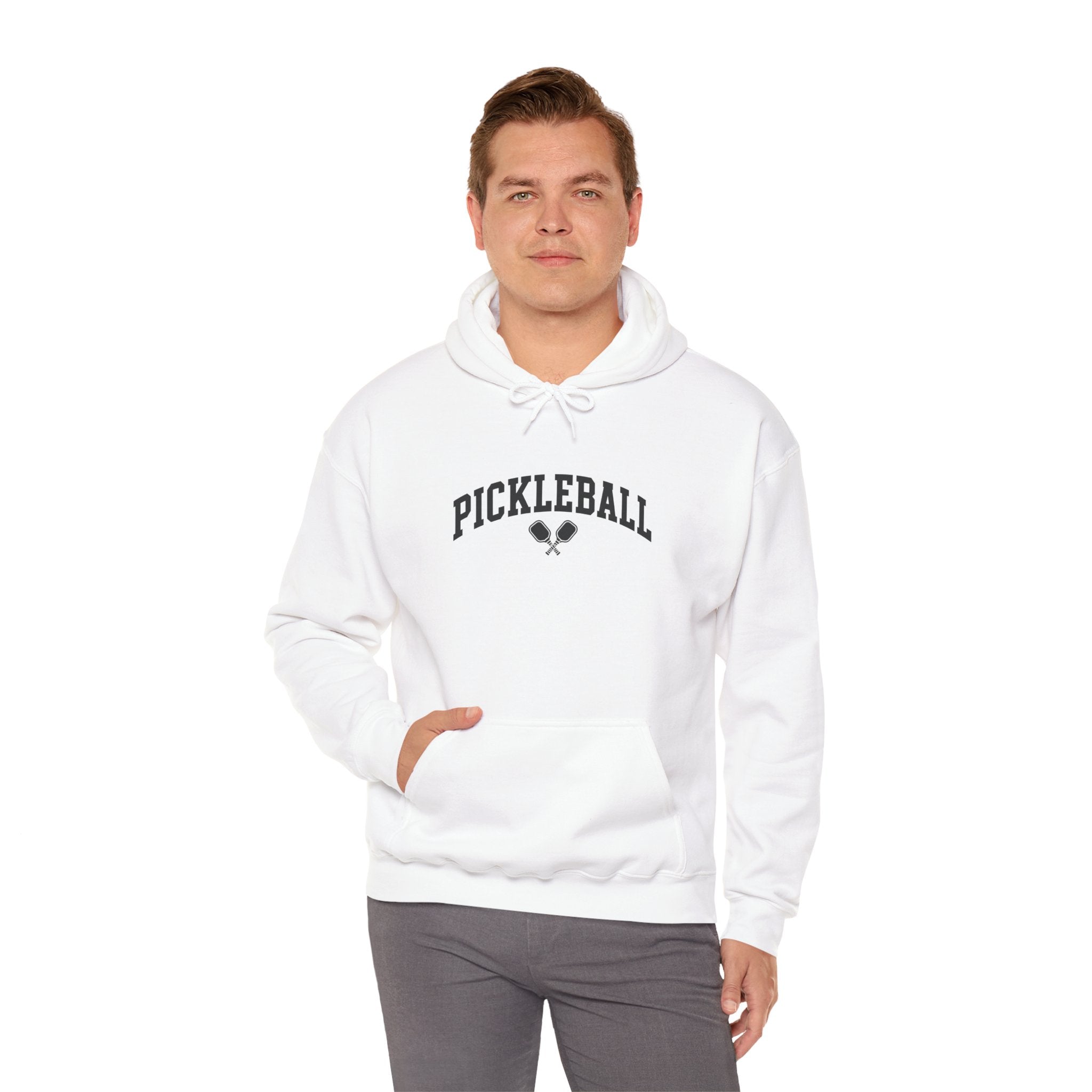 Pickleball Hoodie — Classic Pickleball Text with Paddles Pullover