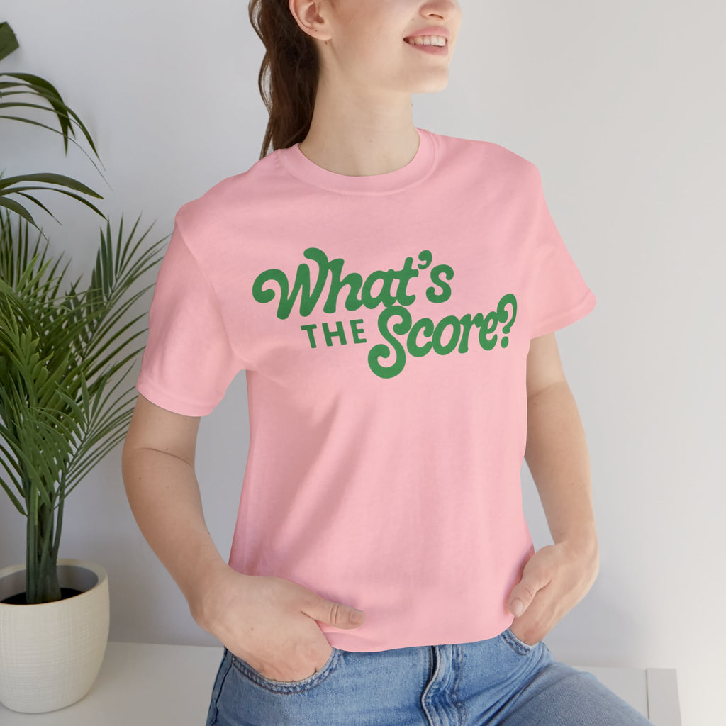 What's The Score? Graphic Tee — Retro Script Sports Fan T-Shirt