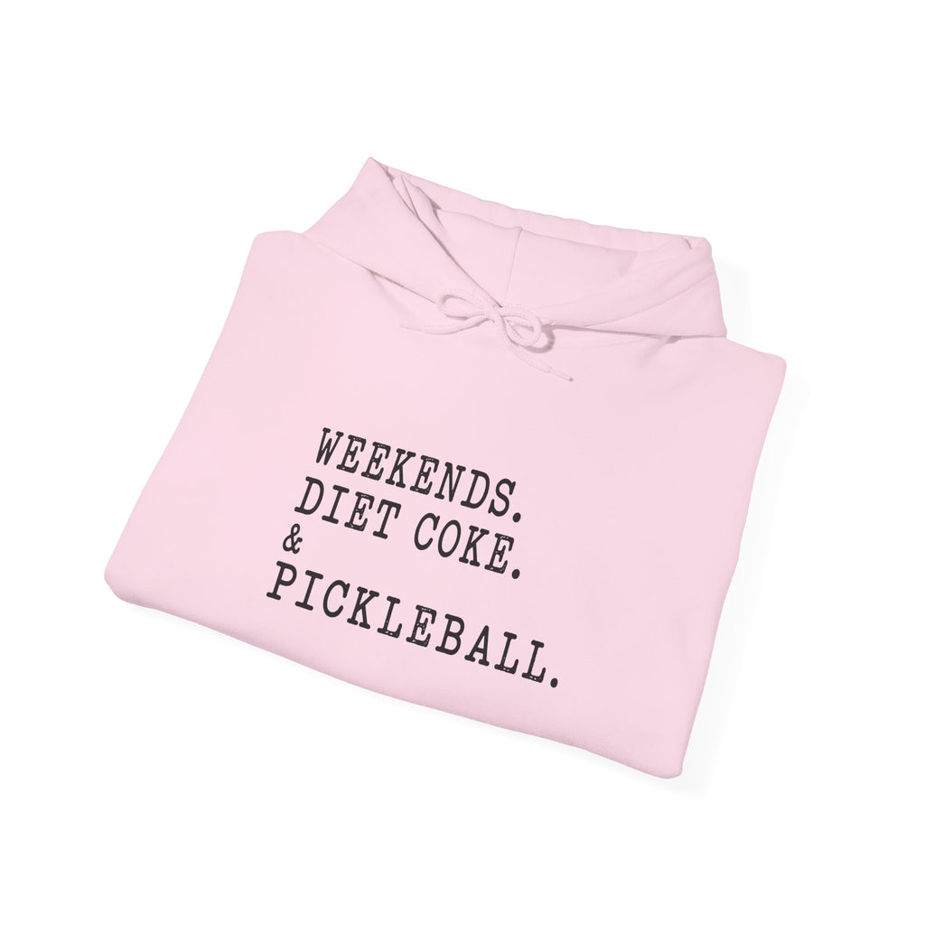 Pickleball Hoodie - "Weekends. Diet Coke. & Pickleball." Cozy White Pullover