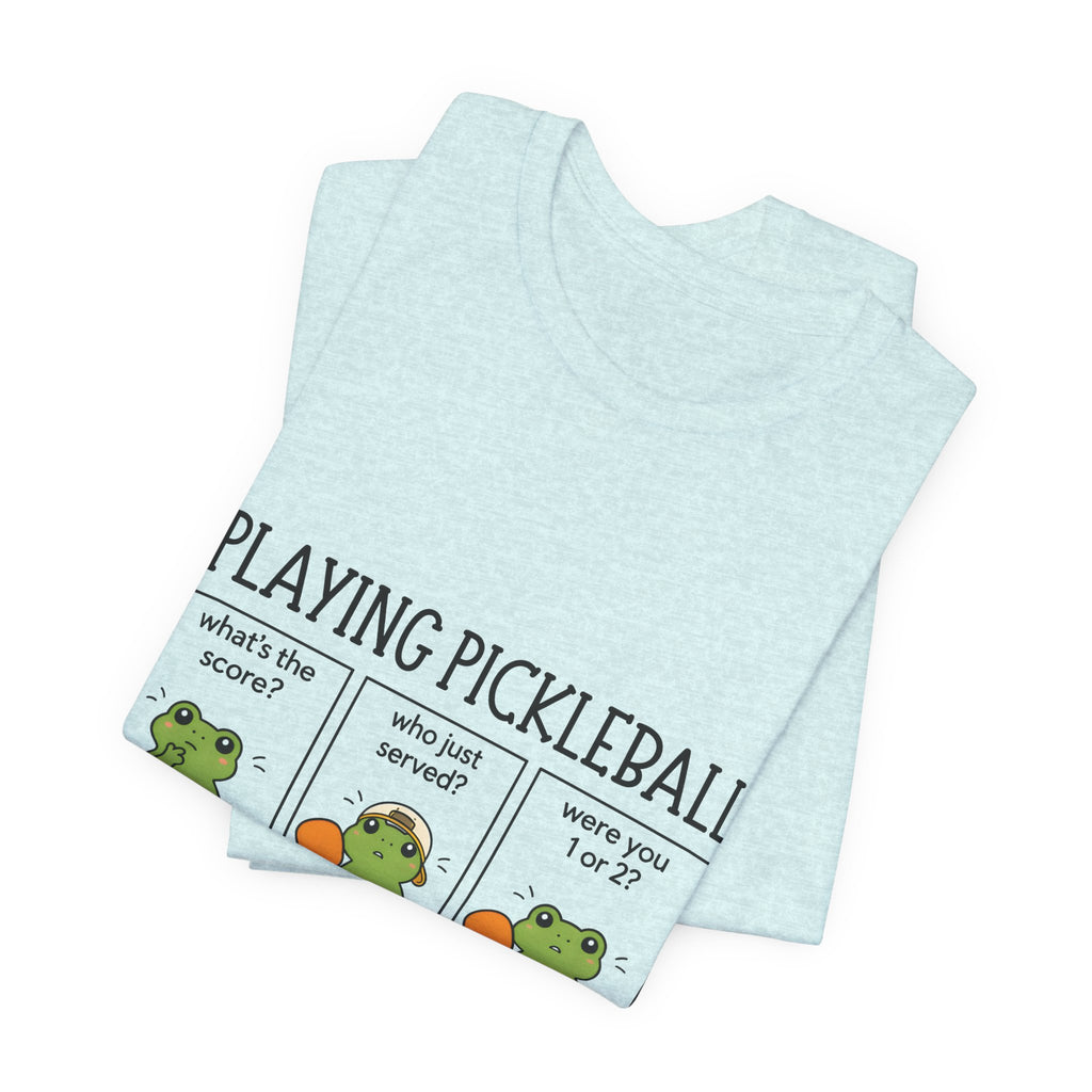 Pickleball T‑Shirt – Funny Frog Comic 'Playing Pickleball Improves Memory'