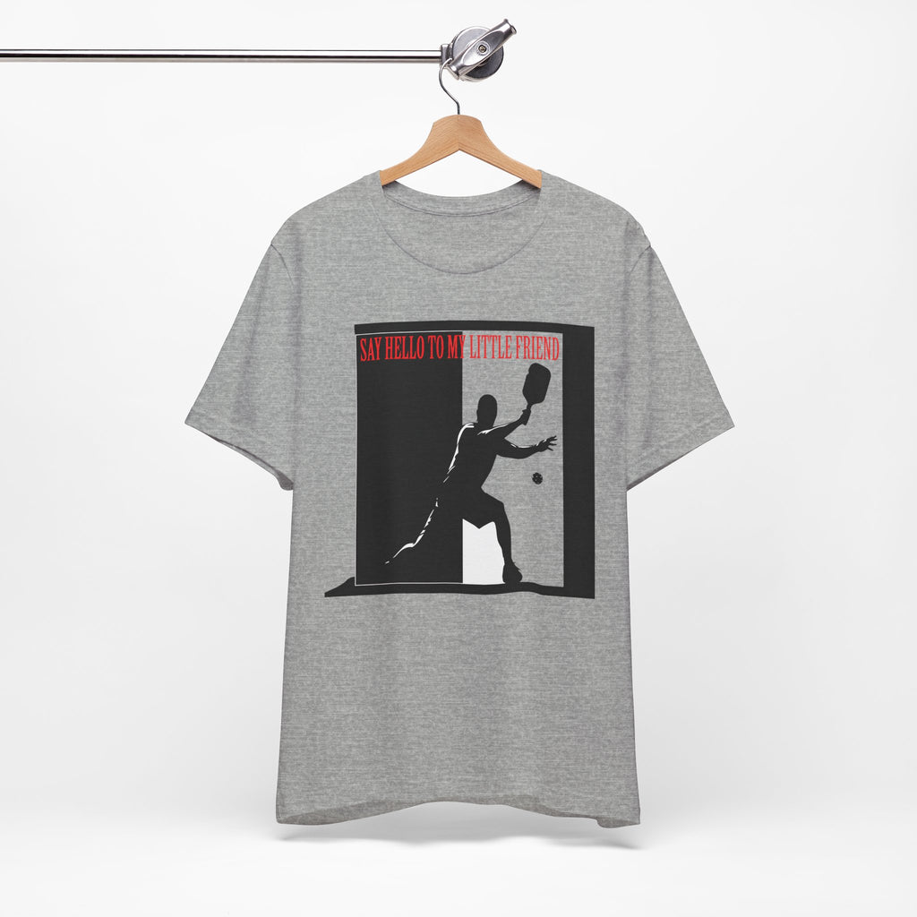 Tennis Tee — "Say Hello to My Little Friend" Retro Silhouette Shirt