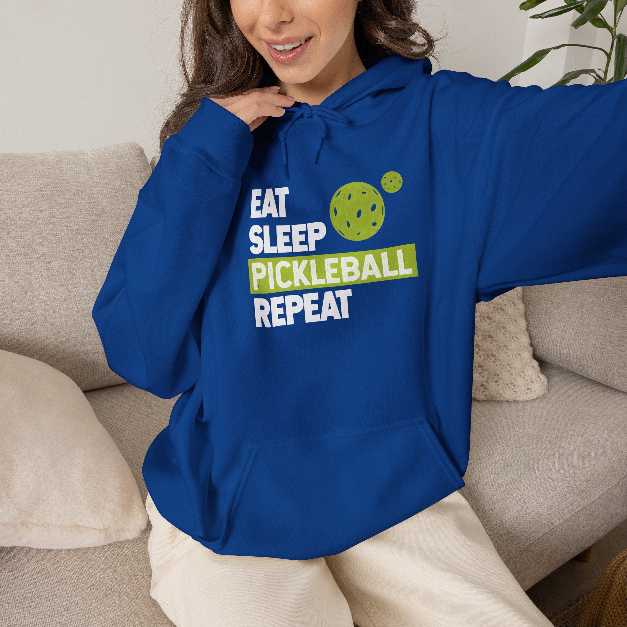 Pickleball Hoodie - "Eat Sleep Pickleball Repeat" Pullover for Players & Fans