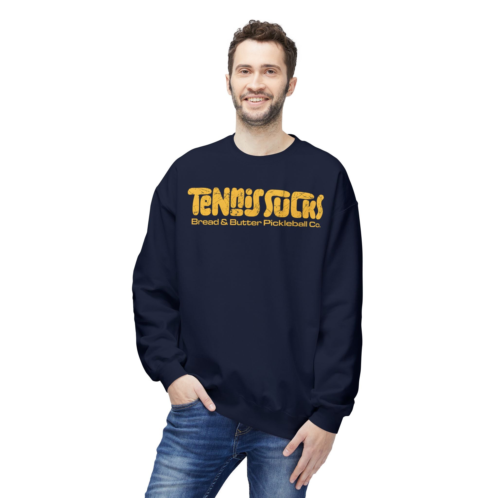 Tennis Socks Crewneck Sweatshirt — Vintage Tennis & Pickleball Club Pullover