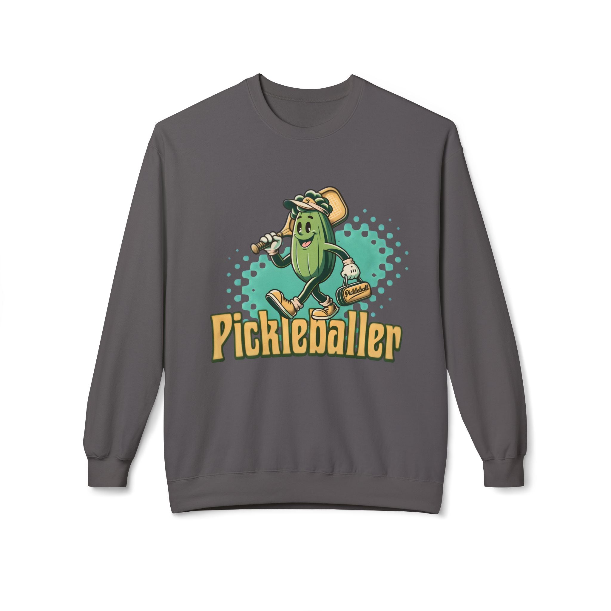 Pickleball Cartoon Crewneck Sweatshirt — "Pickleballer" Graphic