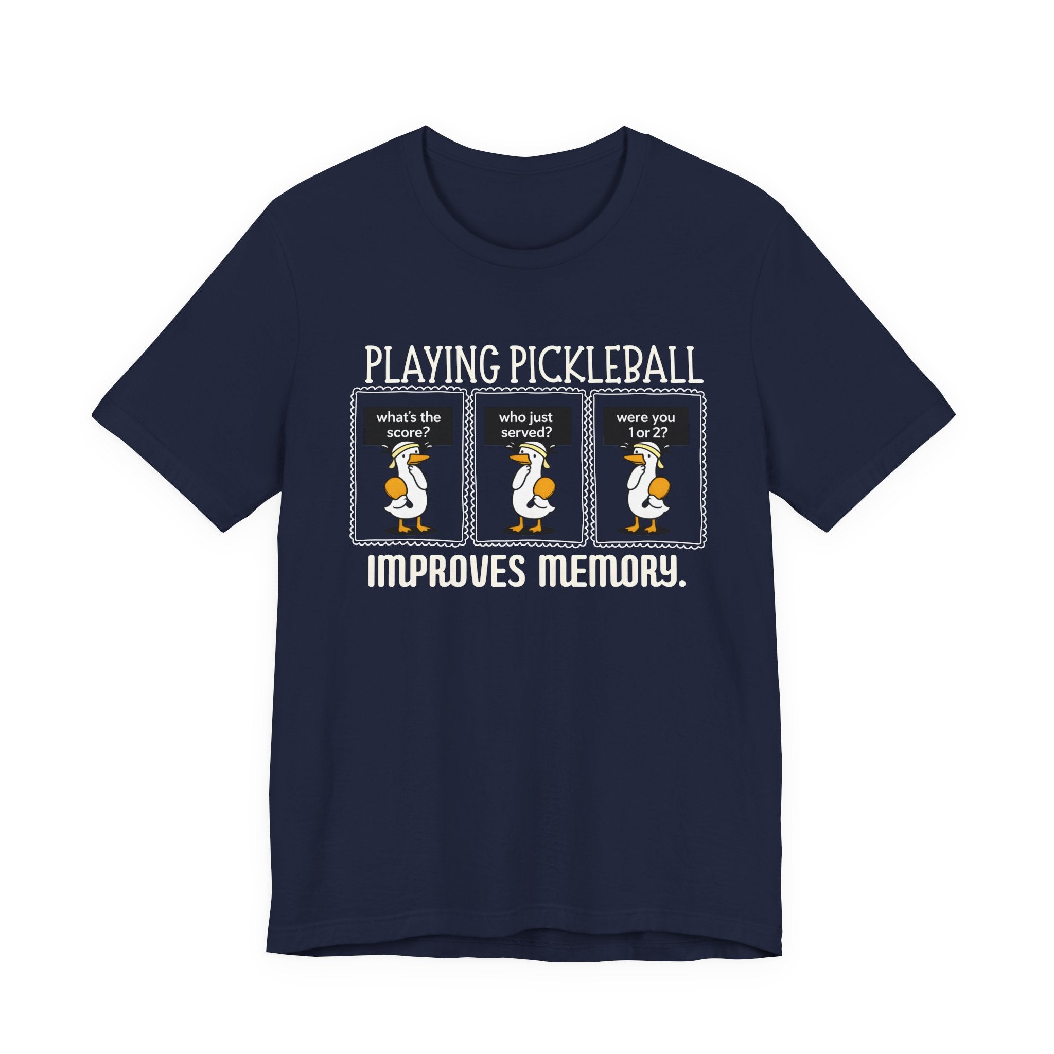 Pickleball Tee — "Playing Pickleball Improves Memory" Funny Penguin Graphic Shirt