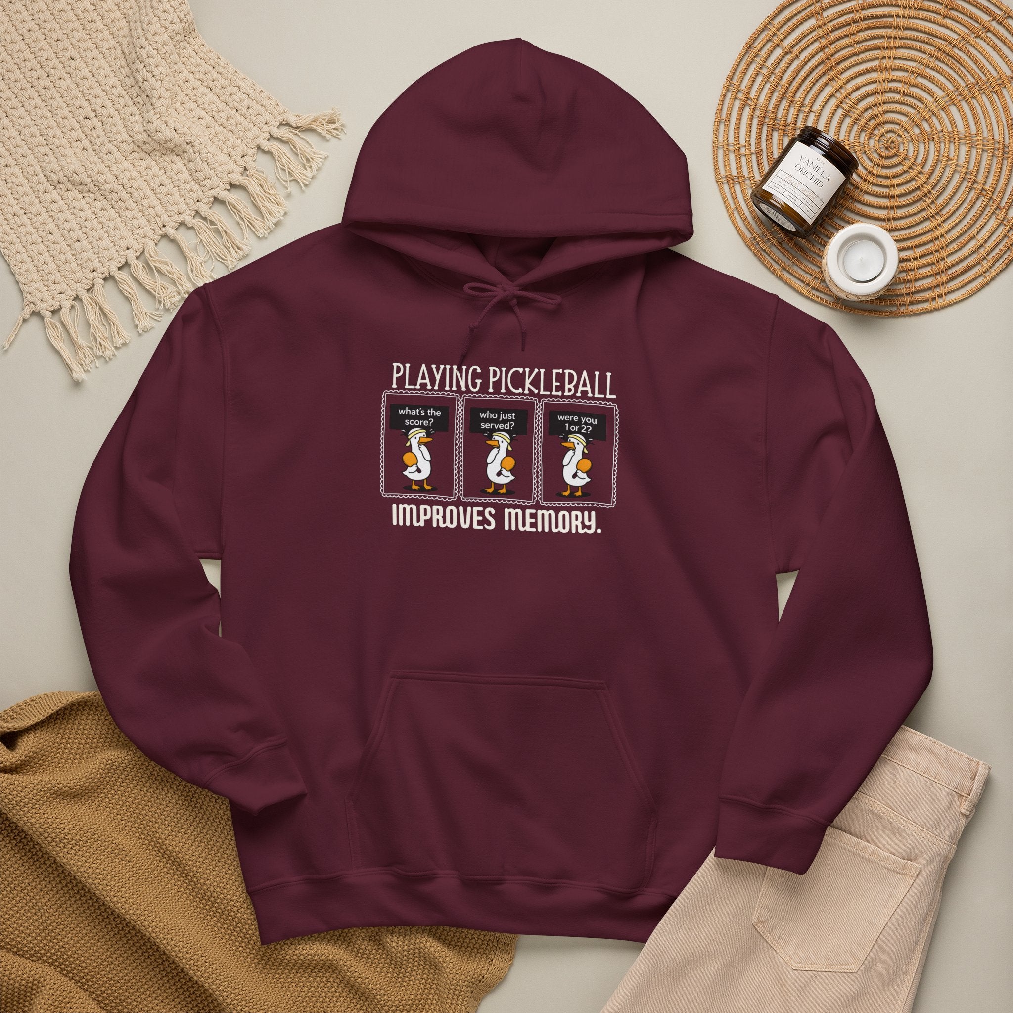 Pickleball Hoodie — "Playing Pickleball Improves Memory" Funny Sports Pullover