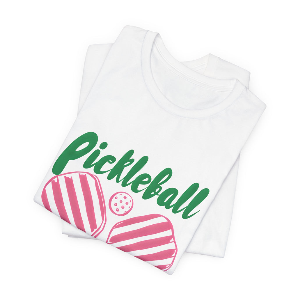 Pickleball Club Heart Tee — Women's Pink & Green Paddle Shirt