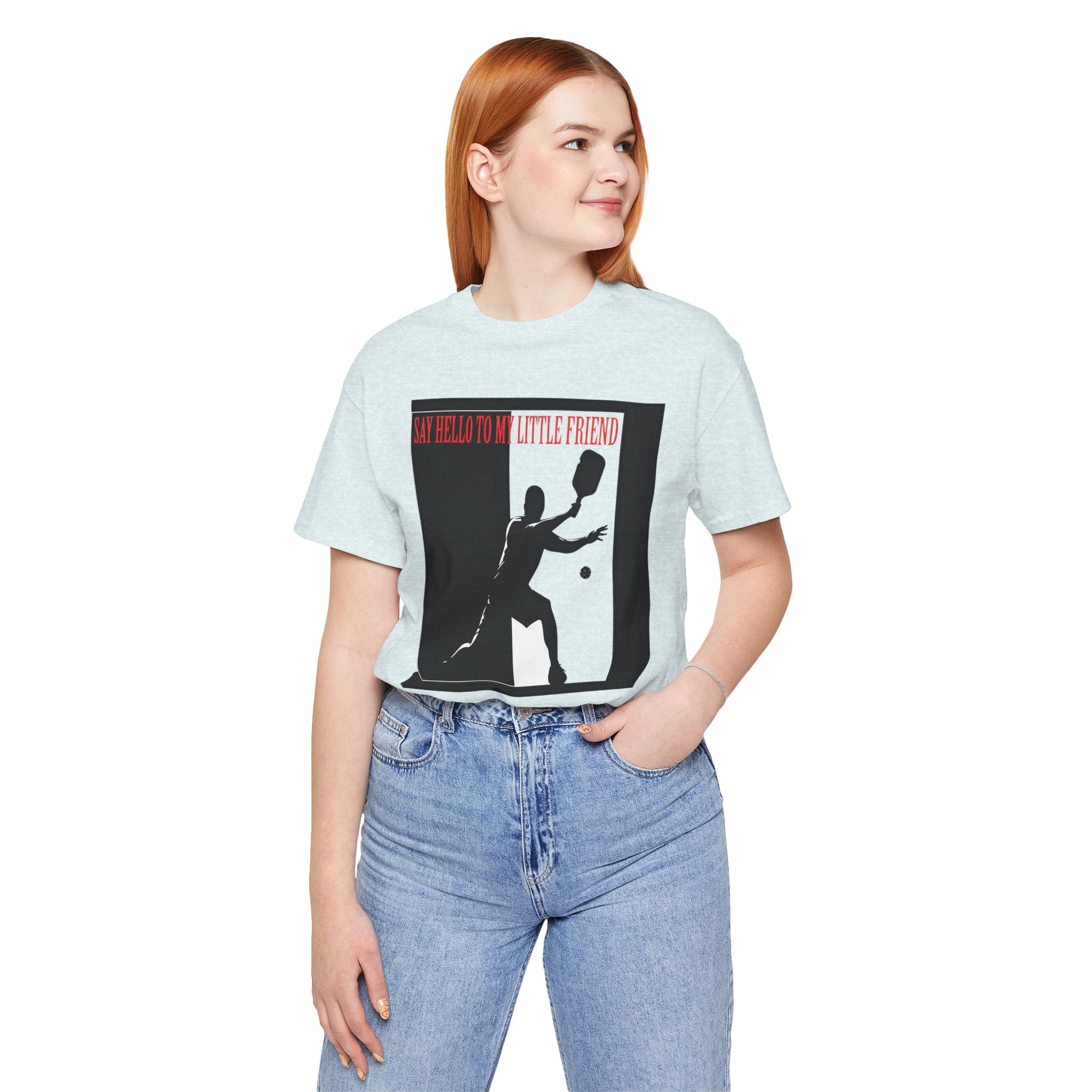 Tennis Tee — "Say Hello to My Little Friend" Retro Silhouette Shirt