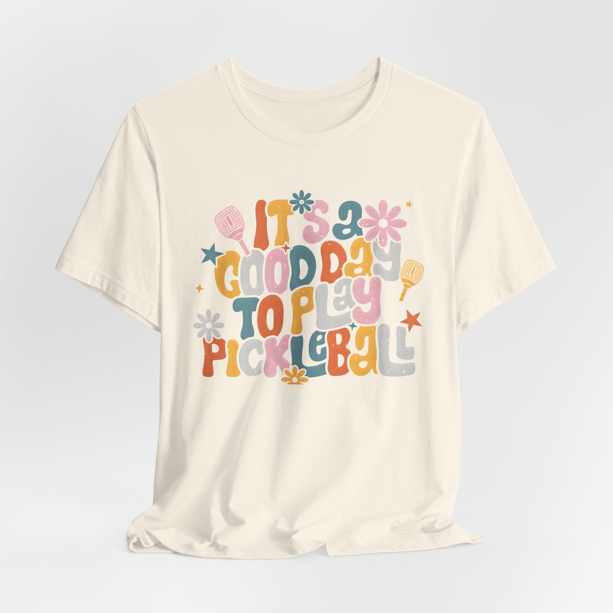 Pickleball Tee - "It's a Good Day to Play Pickleball" Retro Floral Graphic T-Shirt