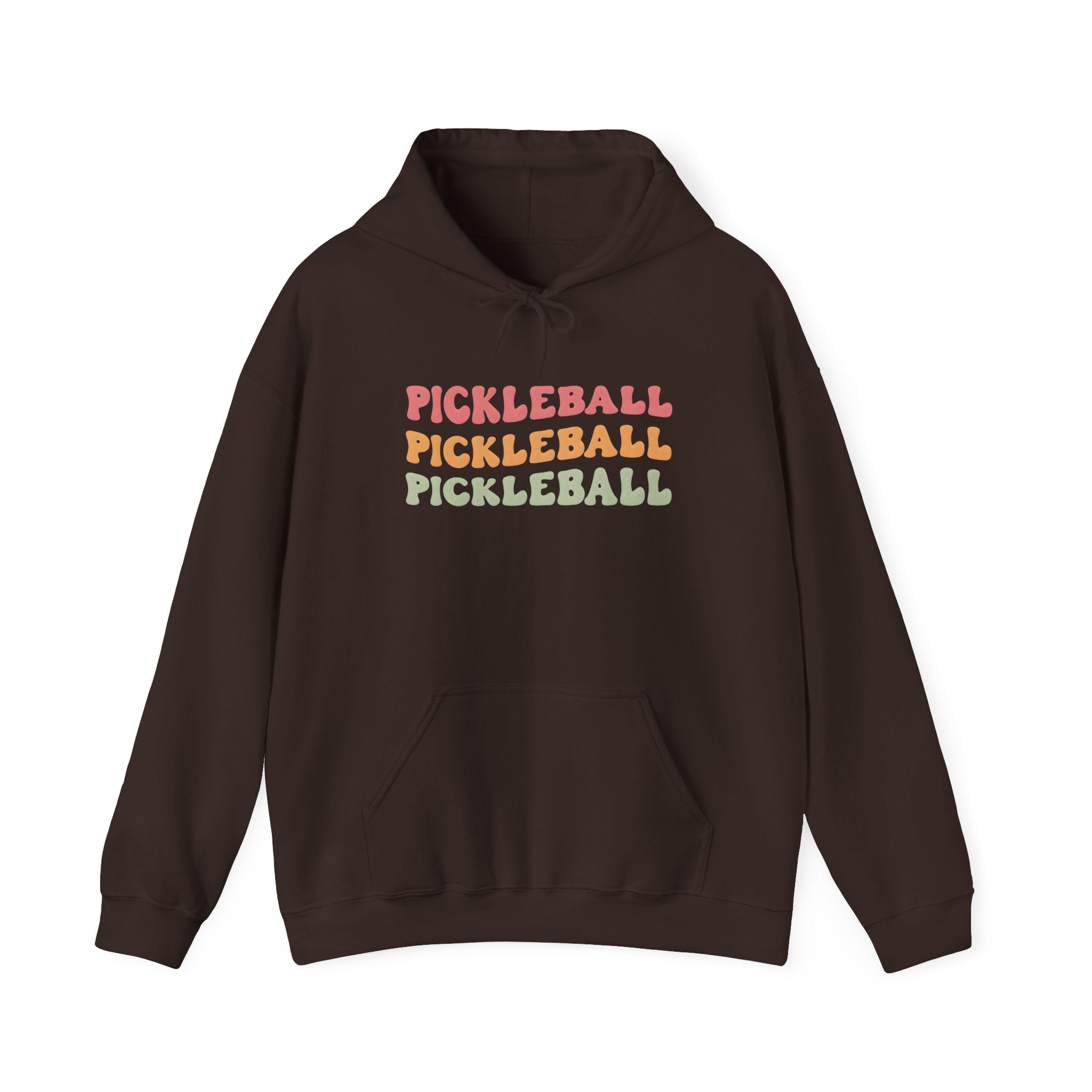 Pickleball Retro Text Hoodie — Repeated Pastel 'PICKLEBALL' Design
