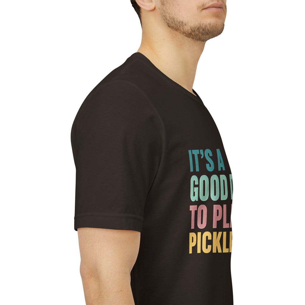 Pickleball Tee — "It's a Good Day to Play Pickleball" Retro Colorblock Shirt