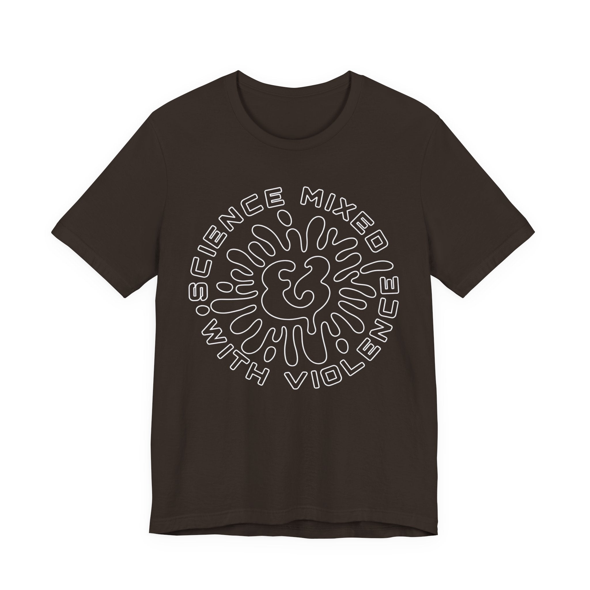 Science & Violence Graphic Tee — Retro Psychedelic Badge T‑Shirt