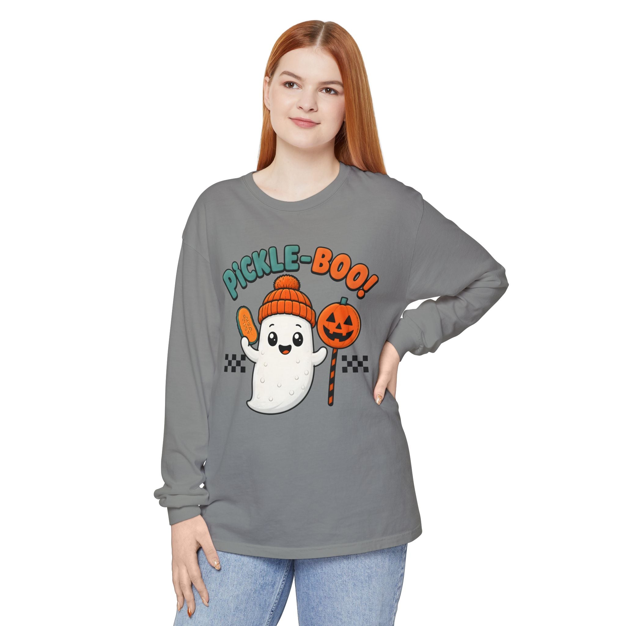 Pickle-Boo! Ghost Halloween Long Sleeve Tee