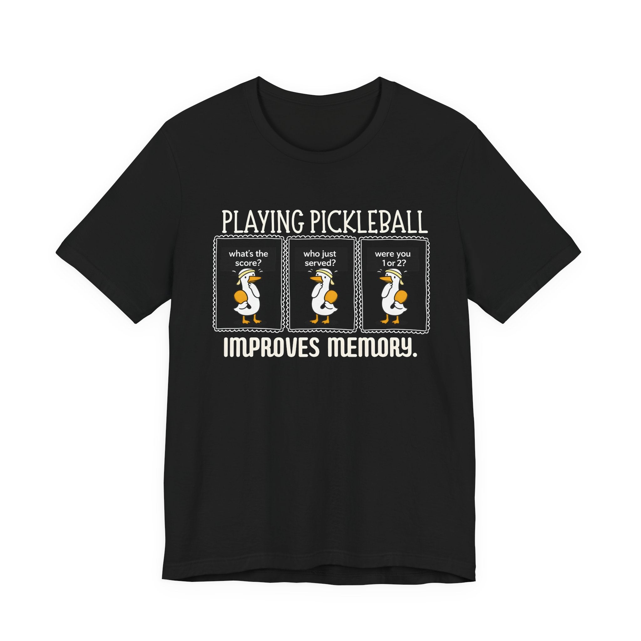 Pickleball Tee — "Playing Pickleball Improves Memory" Funny Penguin Graphic Shirt