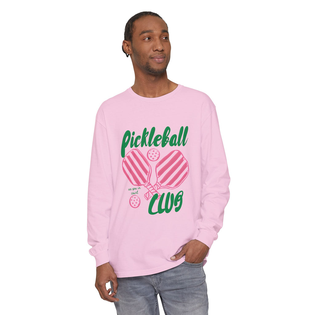 Pickleball Love Long Sleeve Tee – Women's Pink Paddle Graphic