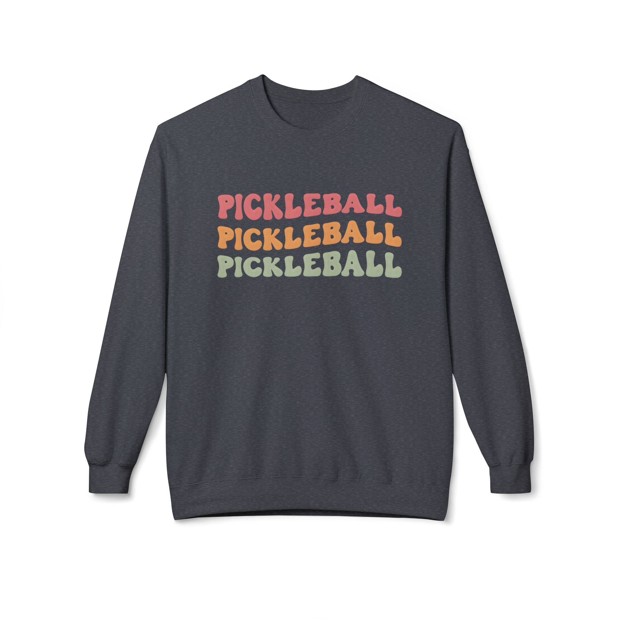 Pickleball Repeat Crewneck Sweatshirt — Retro Rainbow Pickleball Design