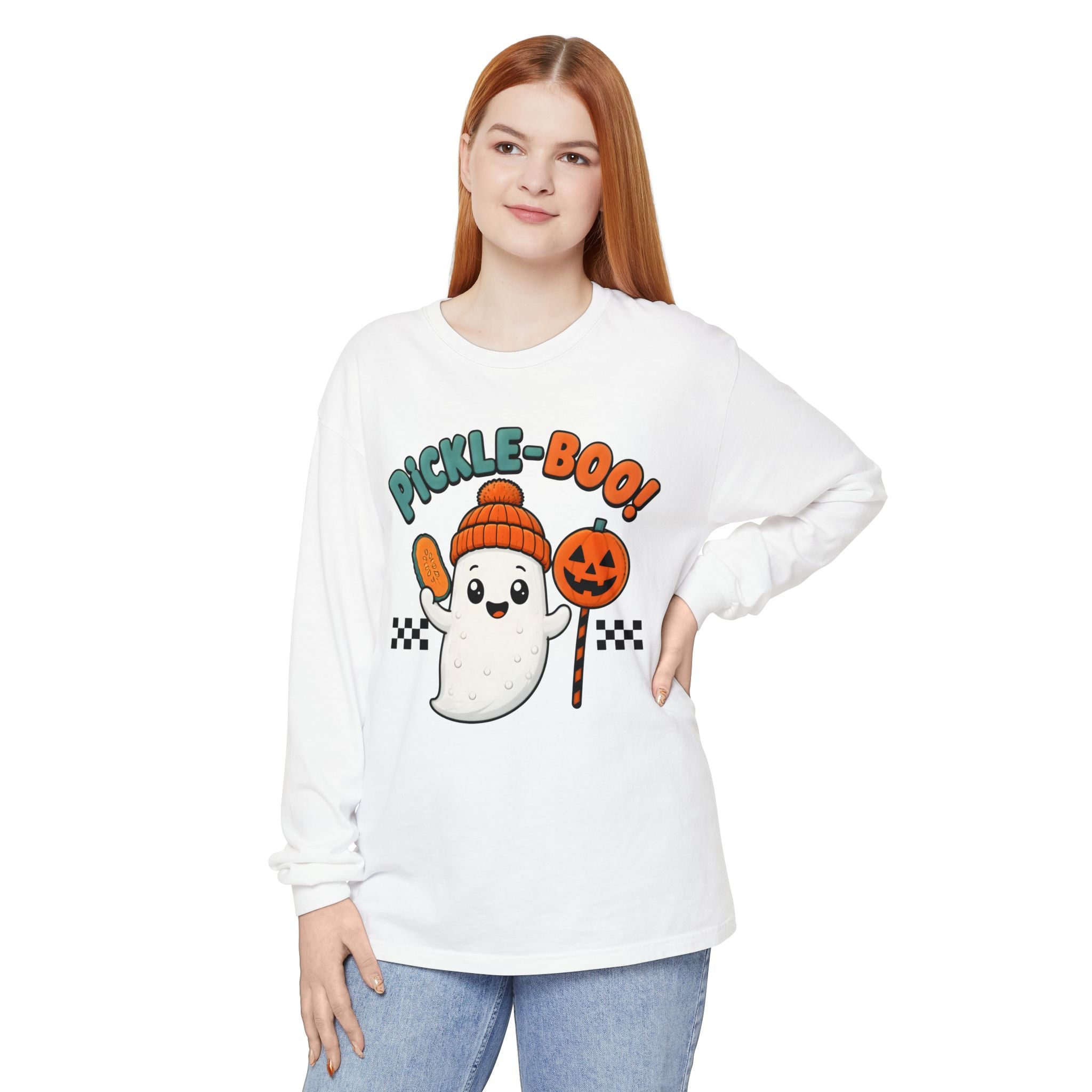 Pickle-Boo! Ghost Halloween Long Sleeve Tee