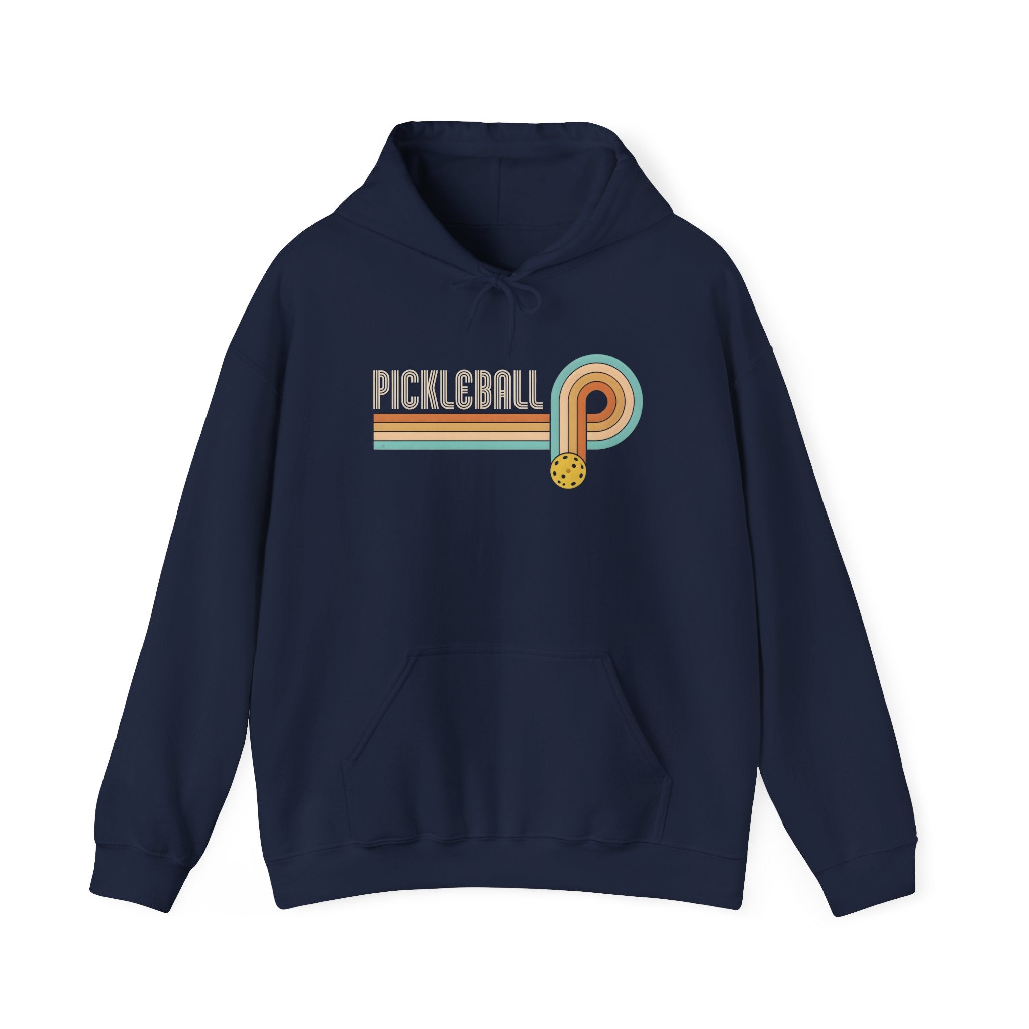 Retro Pickleball Hoodie – Vintage Stripes & Paddle Logo