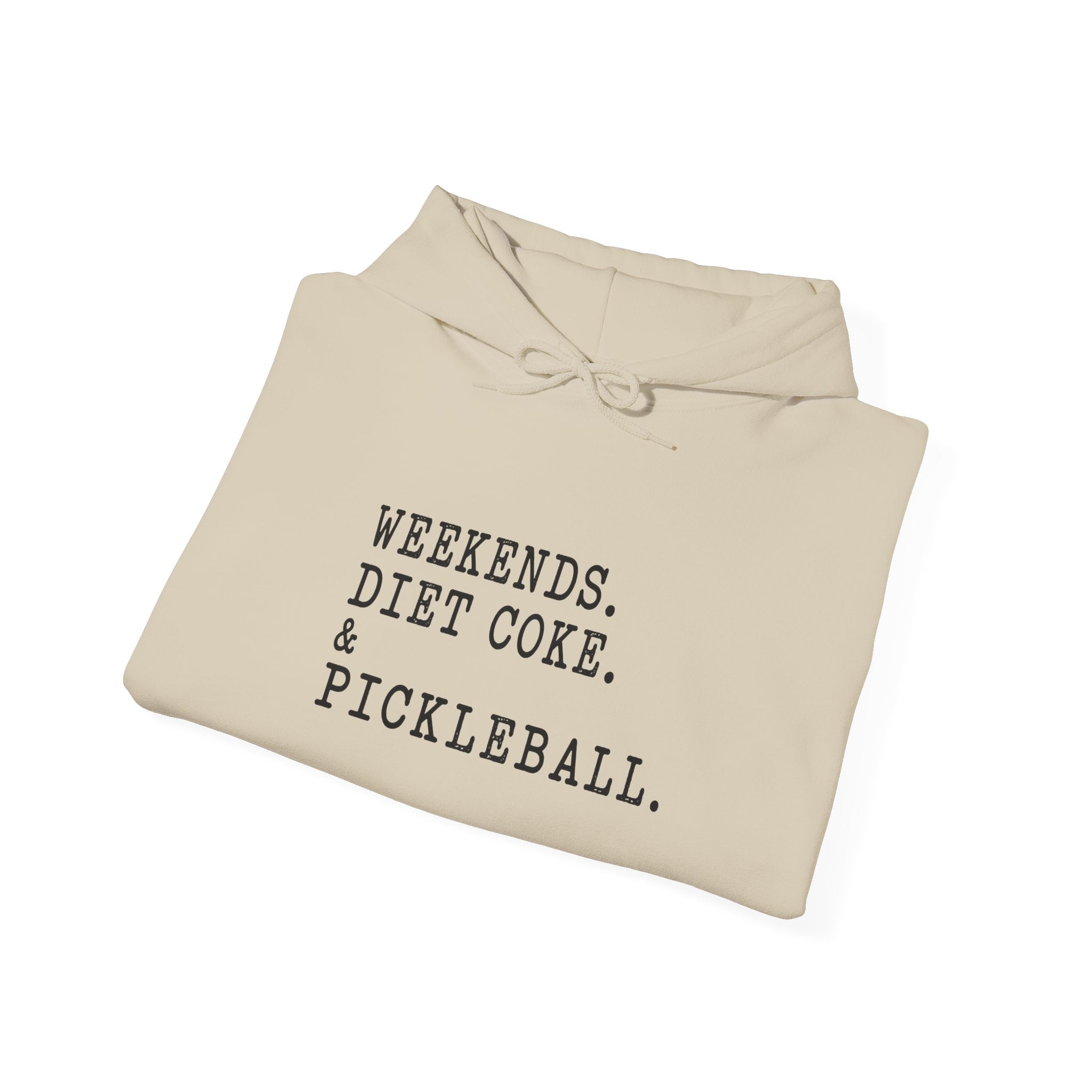 Pickleball Hoodie - "Weekends. Diet Coke. & Pickleball." Cozy White Pullover