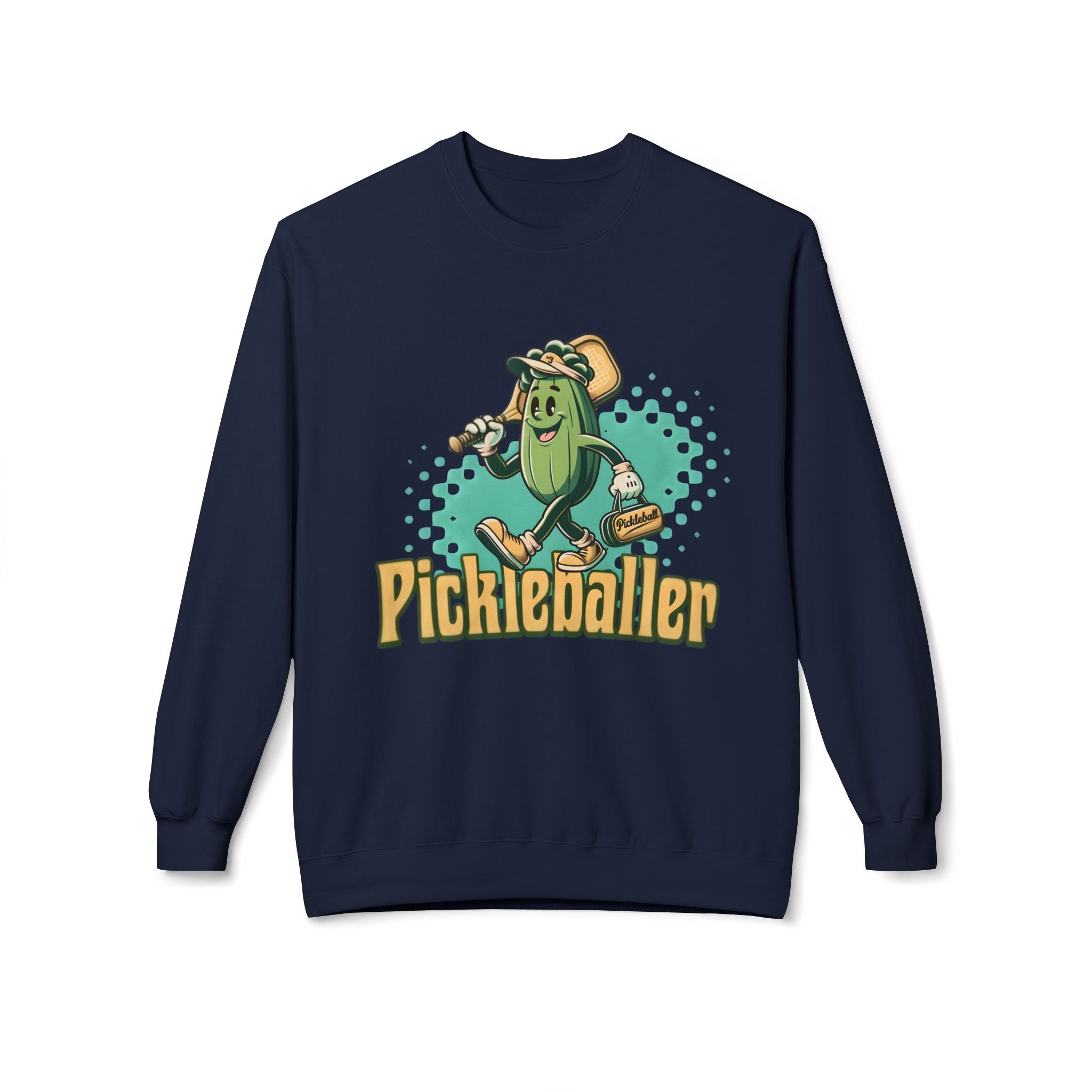 Pickleball Cartoon Crewneck Sweatshirt — "Pickleballer" Graphic