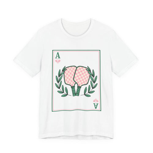 Ace of Hearts Playing Card Tee — Pink Checker Butt Graphic T-Shirt