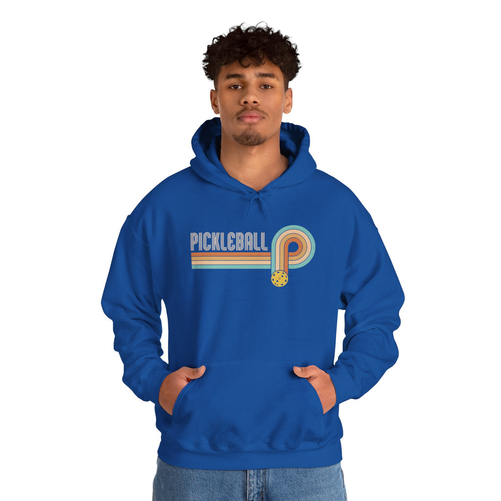 Retro Pickleball Hoodie – Vintage Stripes & Paddle Logo