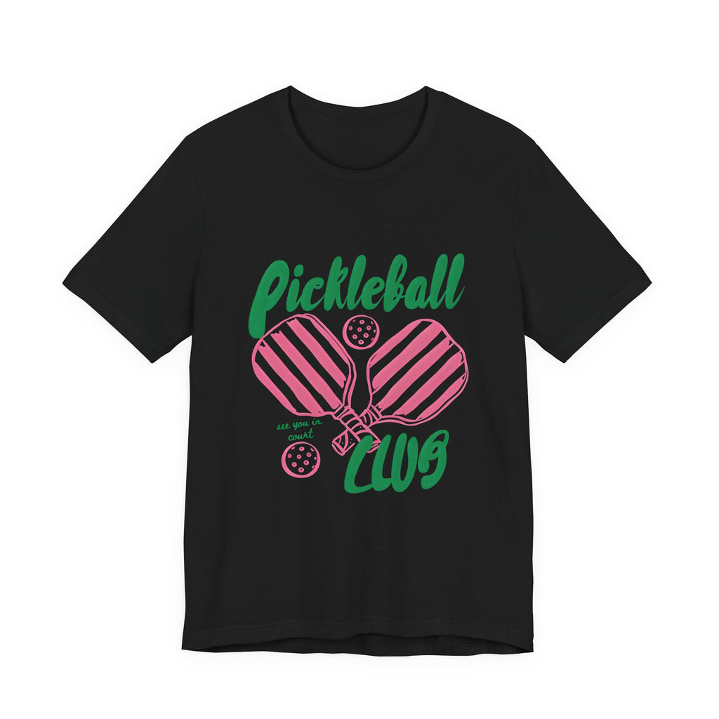 Pickleball Club Heart Tee — Women's Pink & Green Paddle Shirt