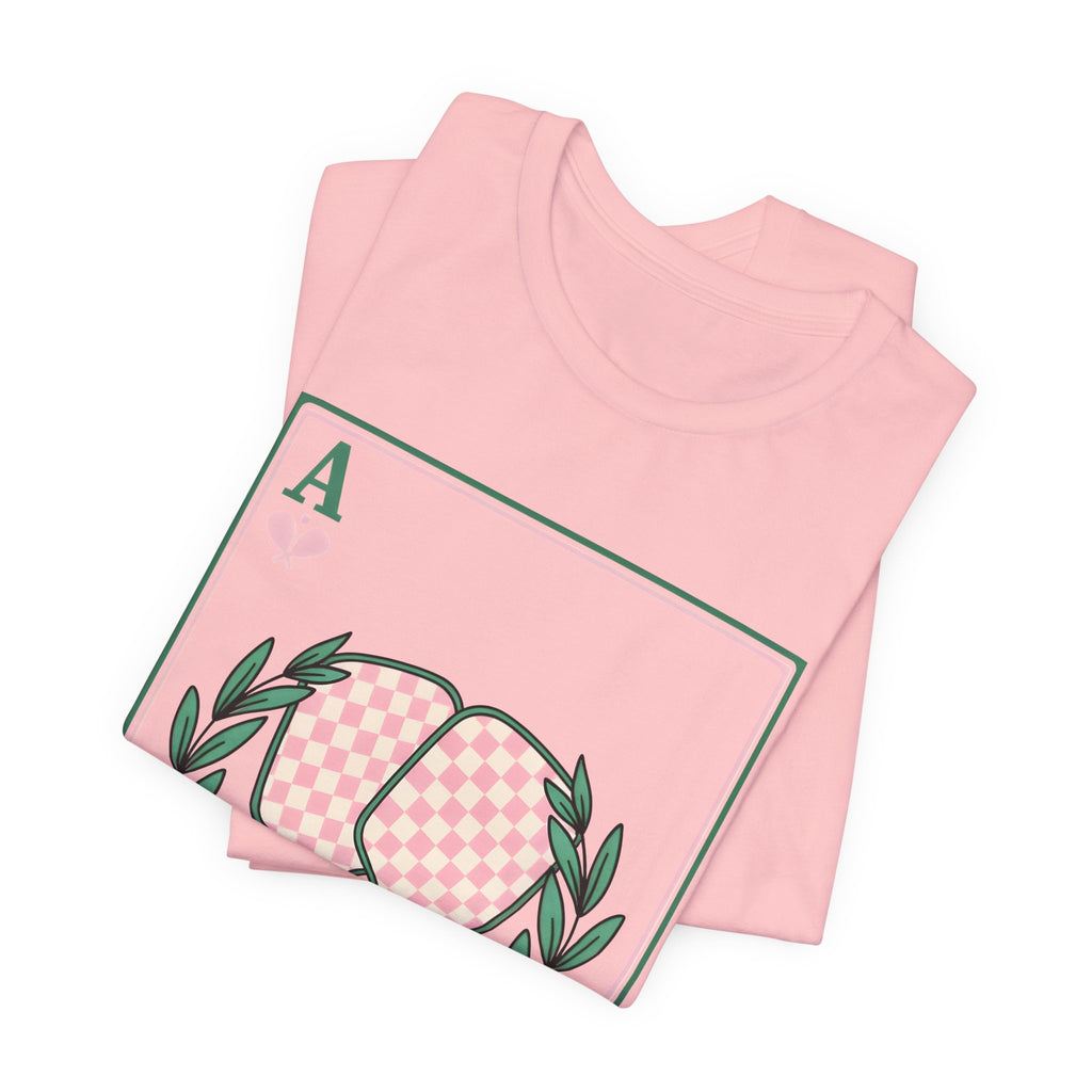 Ace of Hearts Playing Card Tee — Pink Checker Butt Graphic T-Shirt