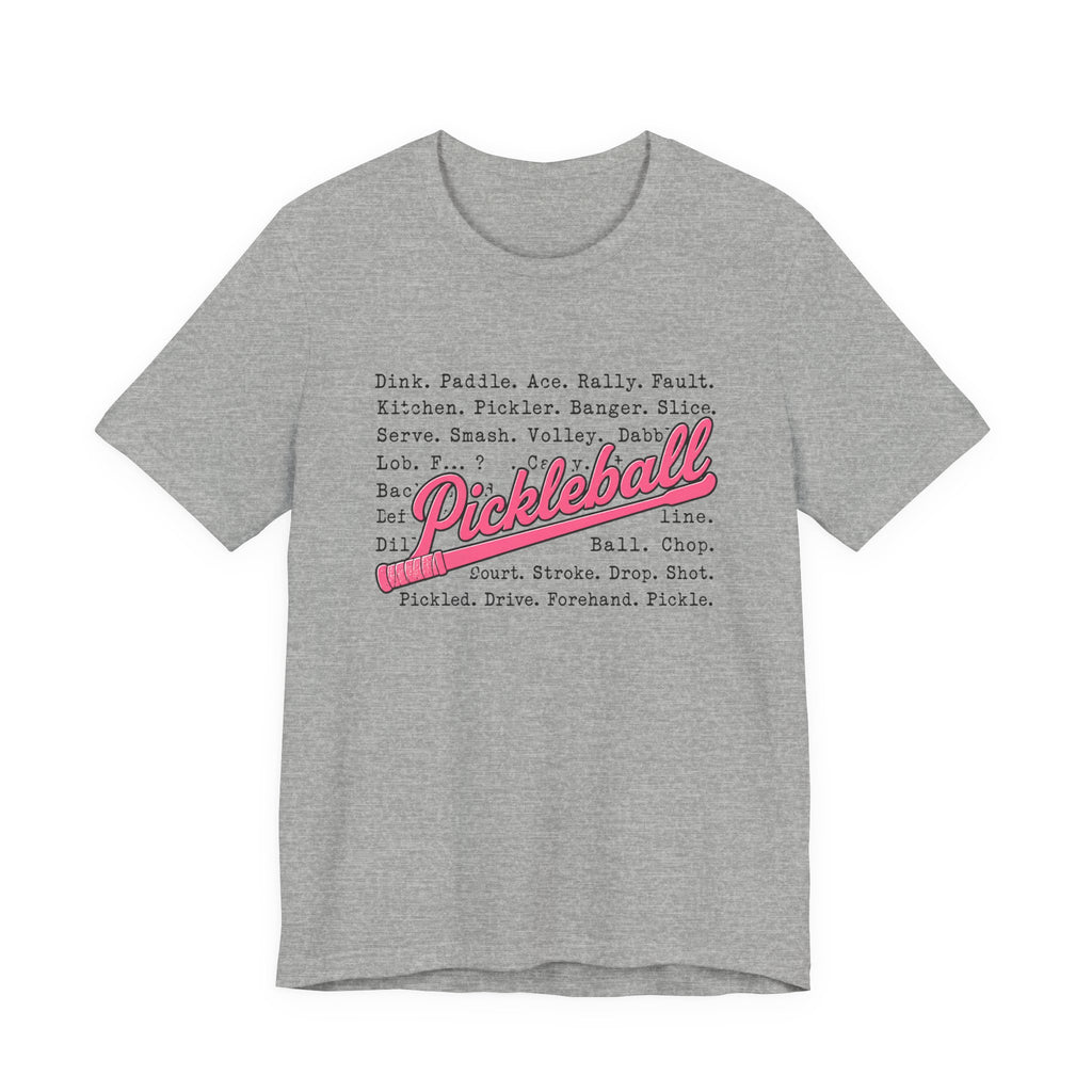 Pickleball Tee — Retro Pink Script Graphic Shirt