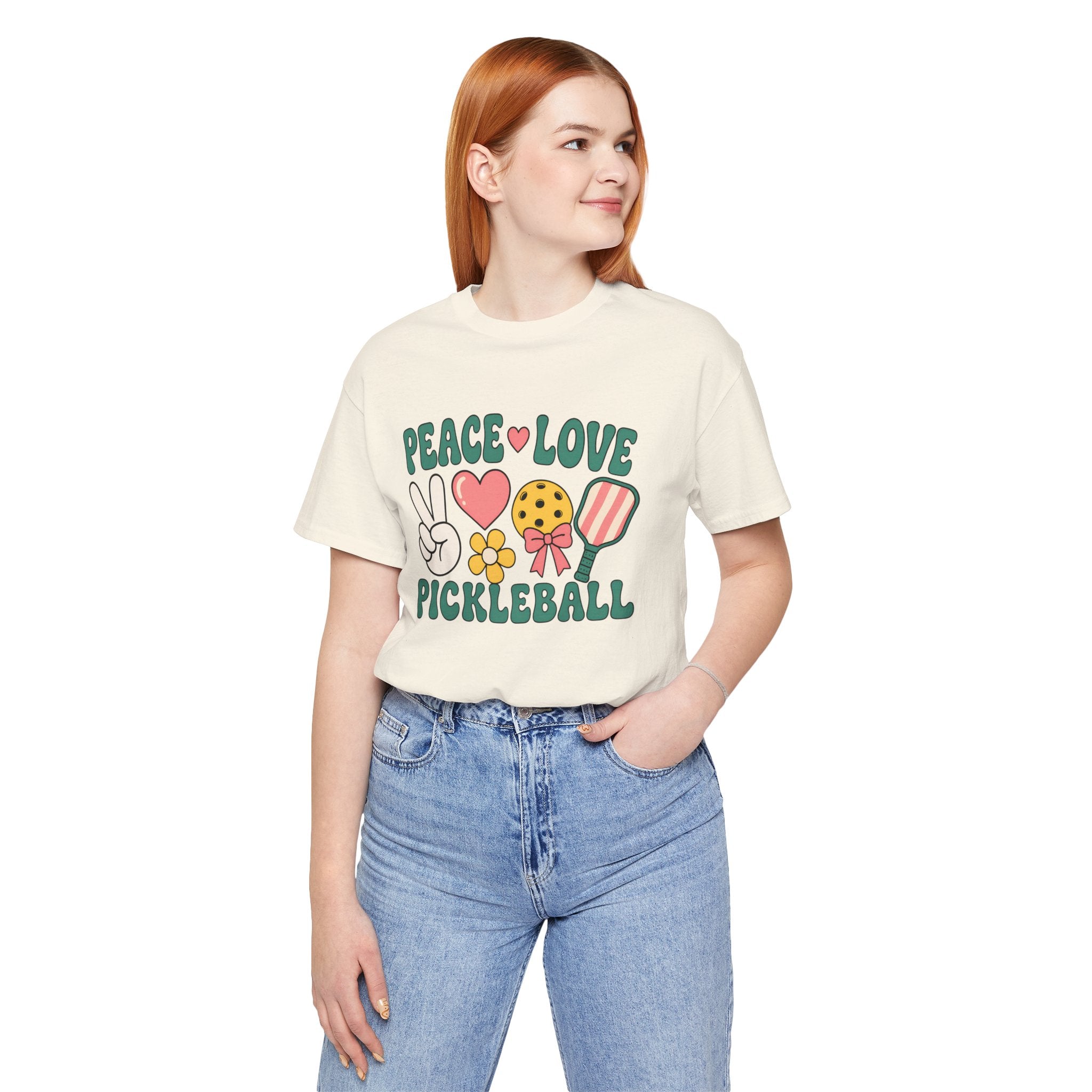 Pickleball Peace & Love T-Shirt – Cute Retro Paddle Design