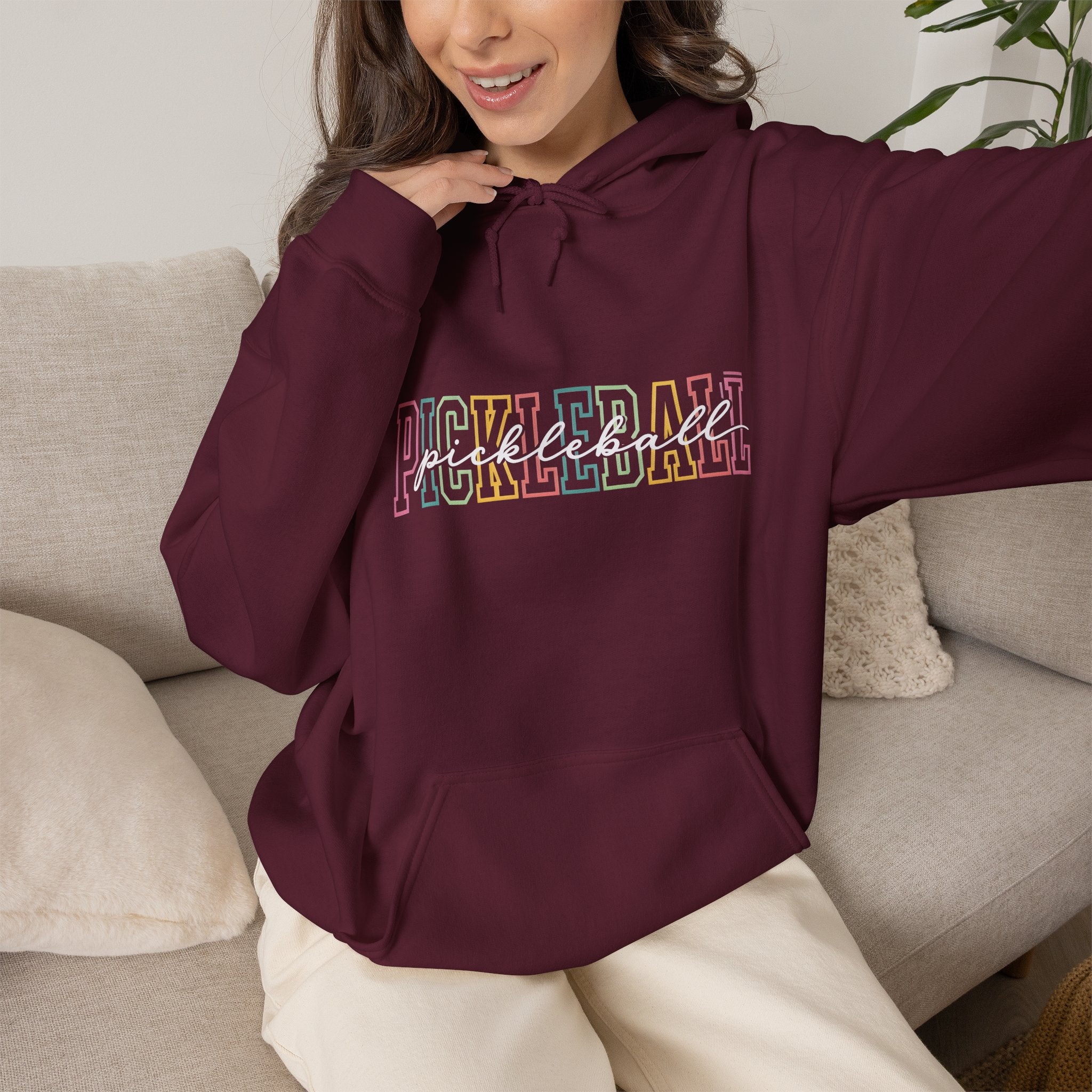 Pickleball Pastel Hoodie – Colorful Retro Text Pickleball Pullover