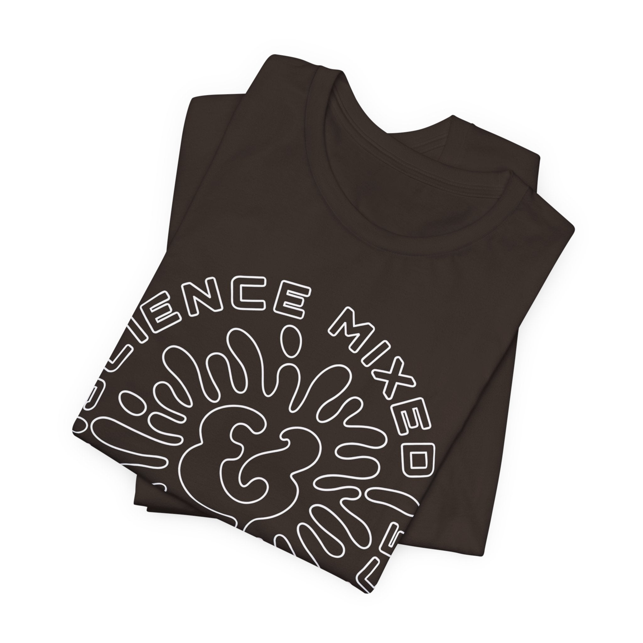 Science & Violence Graphic Tee — Retro Psychedelic Badge T‑Shirt