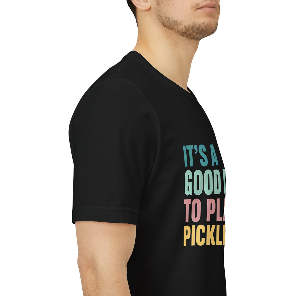 Pickleball Tee — "It's a Good Day to Play Pickleball" Retro Colorblock Shirt