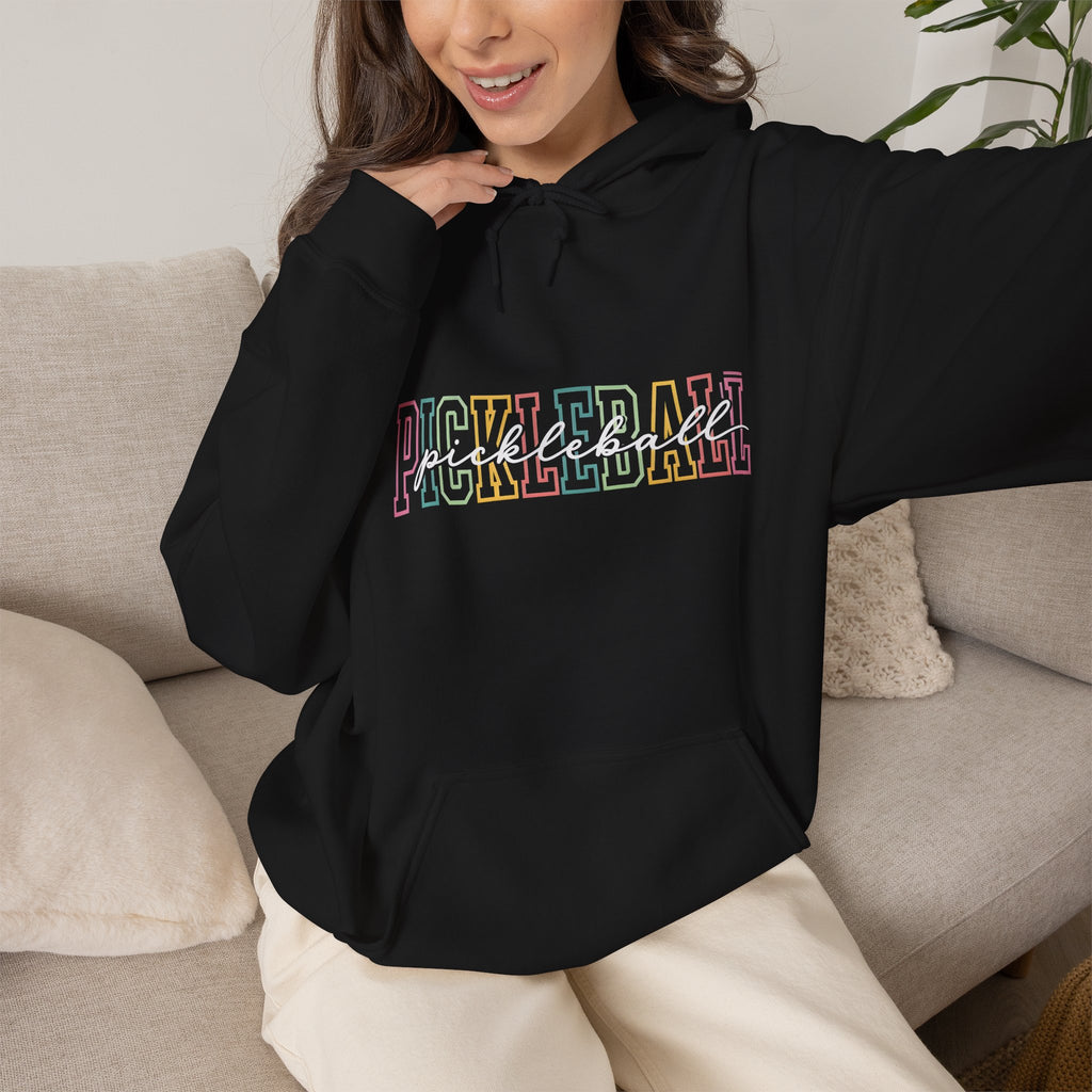 Pickleball Pastel Hoodie – Colorful Retro Text Pickleball Pullover