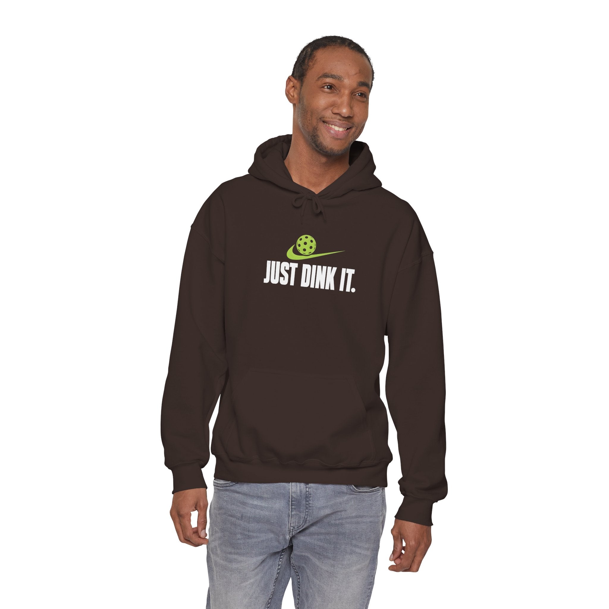 Pickleball Hoodie - "Just Dink It." Sweatshirt with Ball & Paddle Graphic