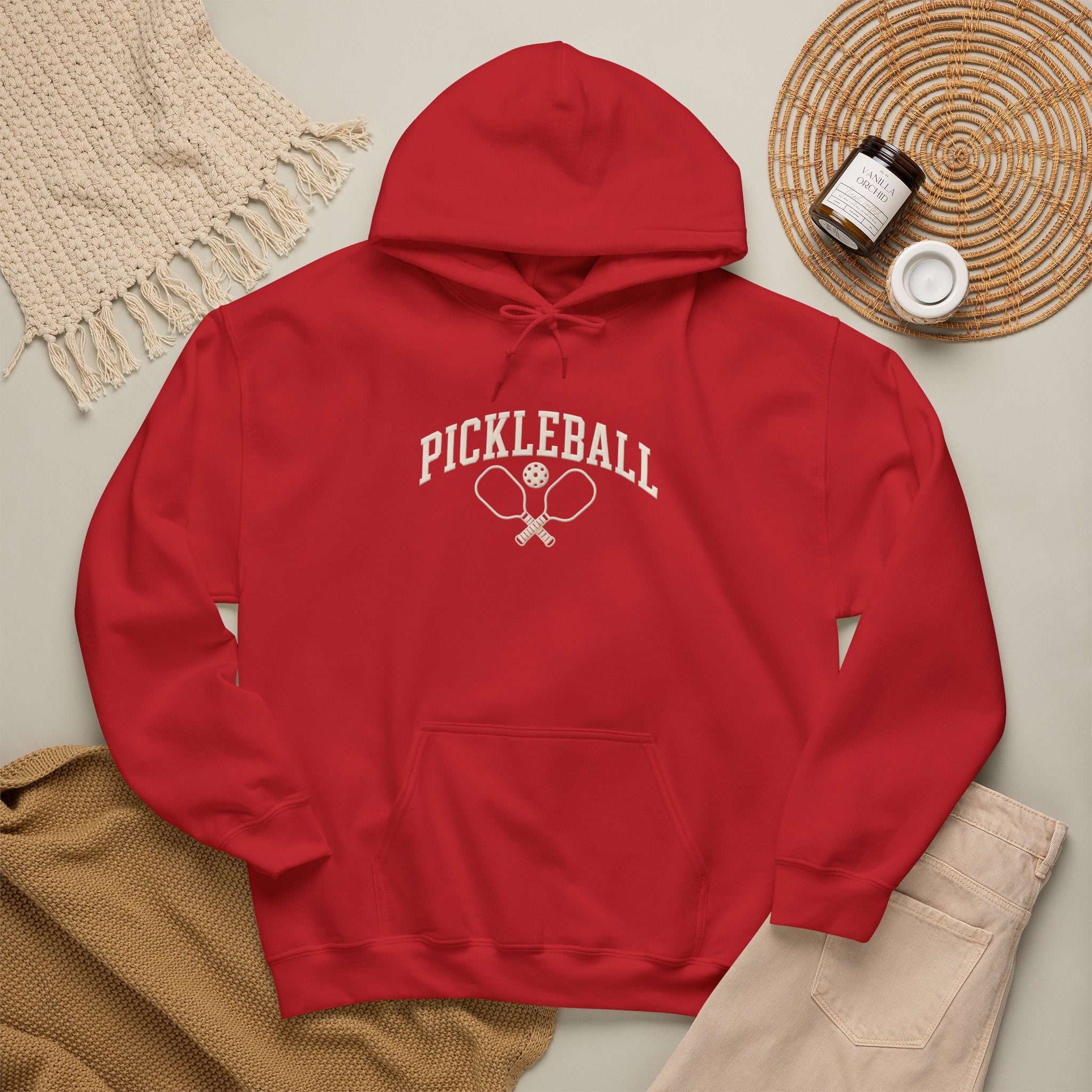 Pickleball Hoodie — Vintage Racket & Ball Graphic Sweatshirt