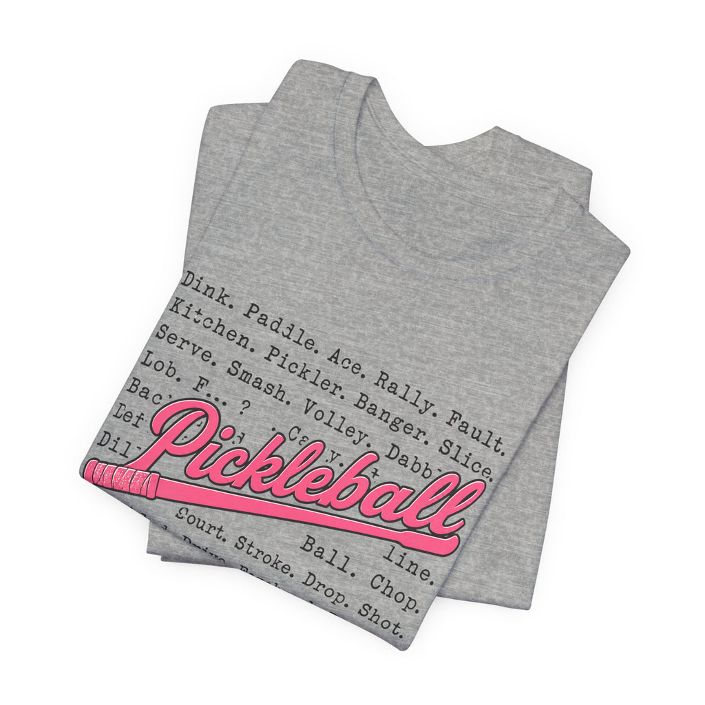 Pickleball Tee — Retro Pink Script Graphic Shirt
