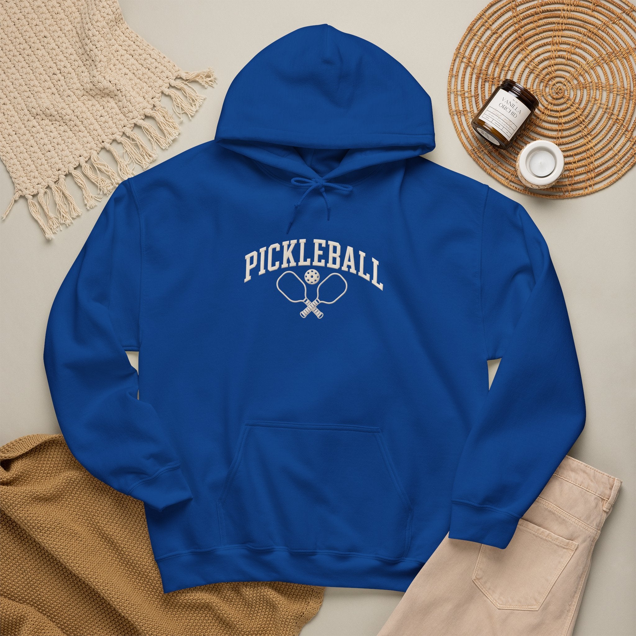 Pickleball Hoodie — Vintage Racket & Ball Graphic Sweatshirt