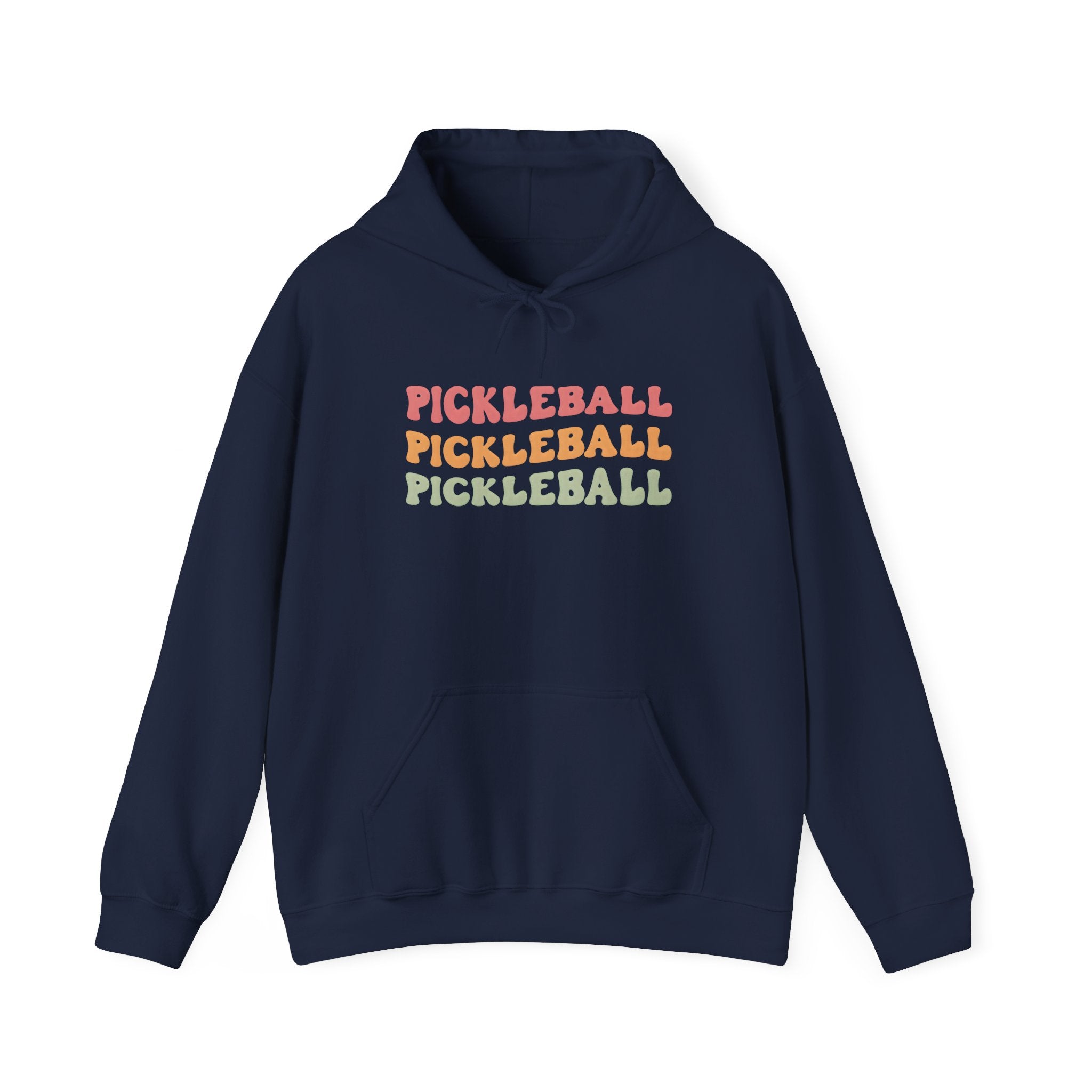 Pickleball Retro Text Hoodie — Repeated Pastel 'PICKLEBALL' Design