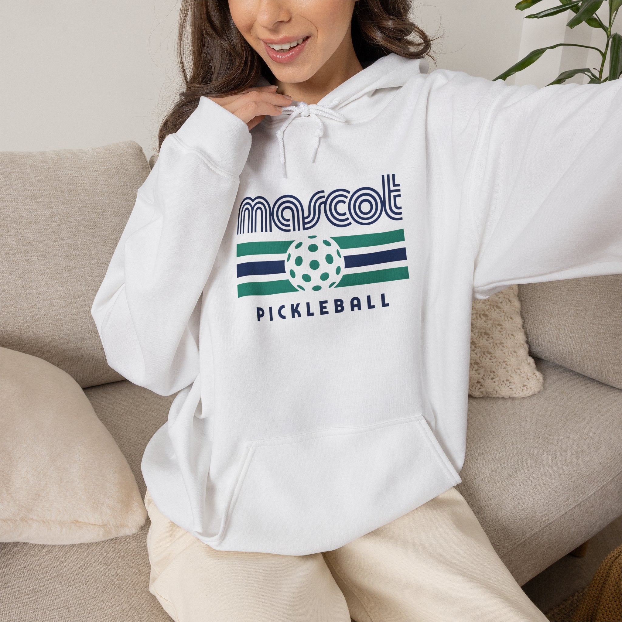 Mascot Pickleball Hoodie — Retro Striped Pickleball Pullover