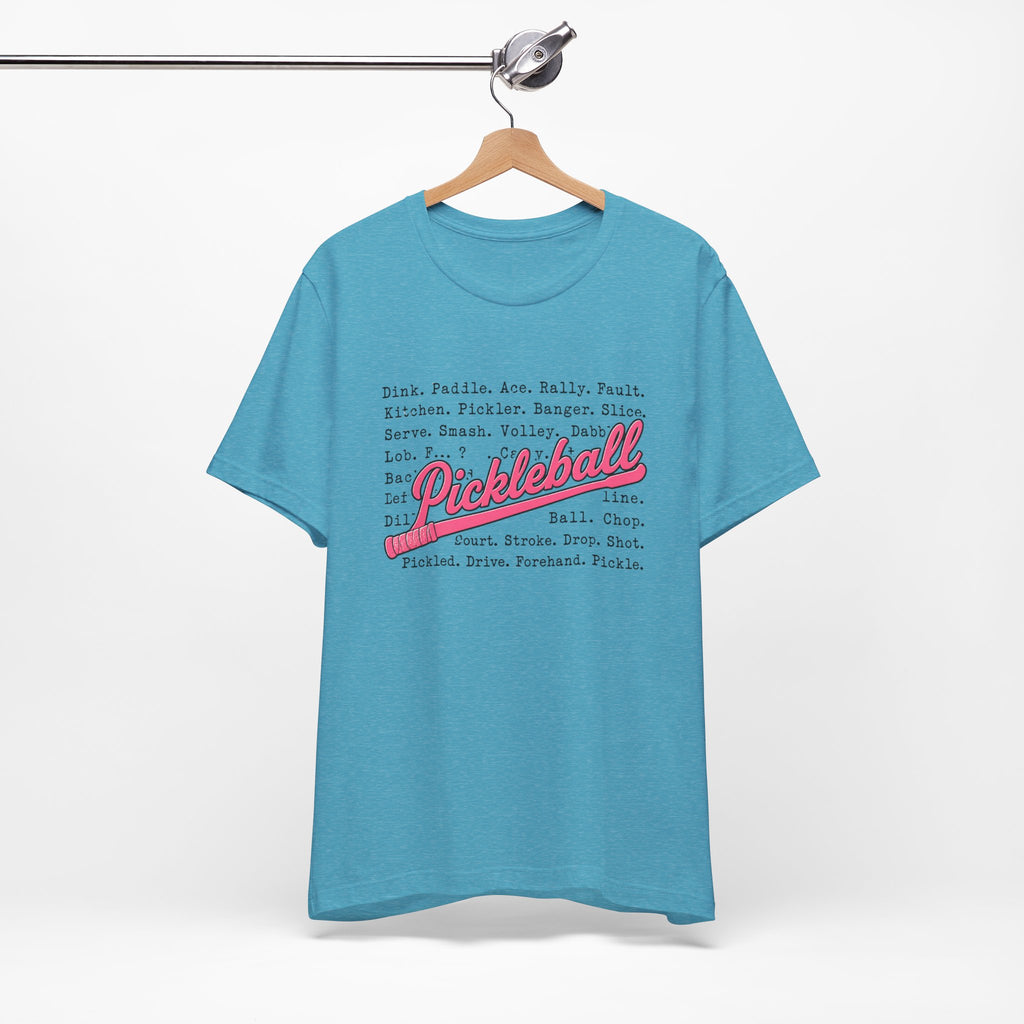 Pickleball Tee — Retro Pink Script Graphic Shirt