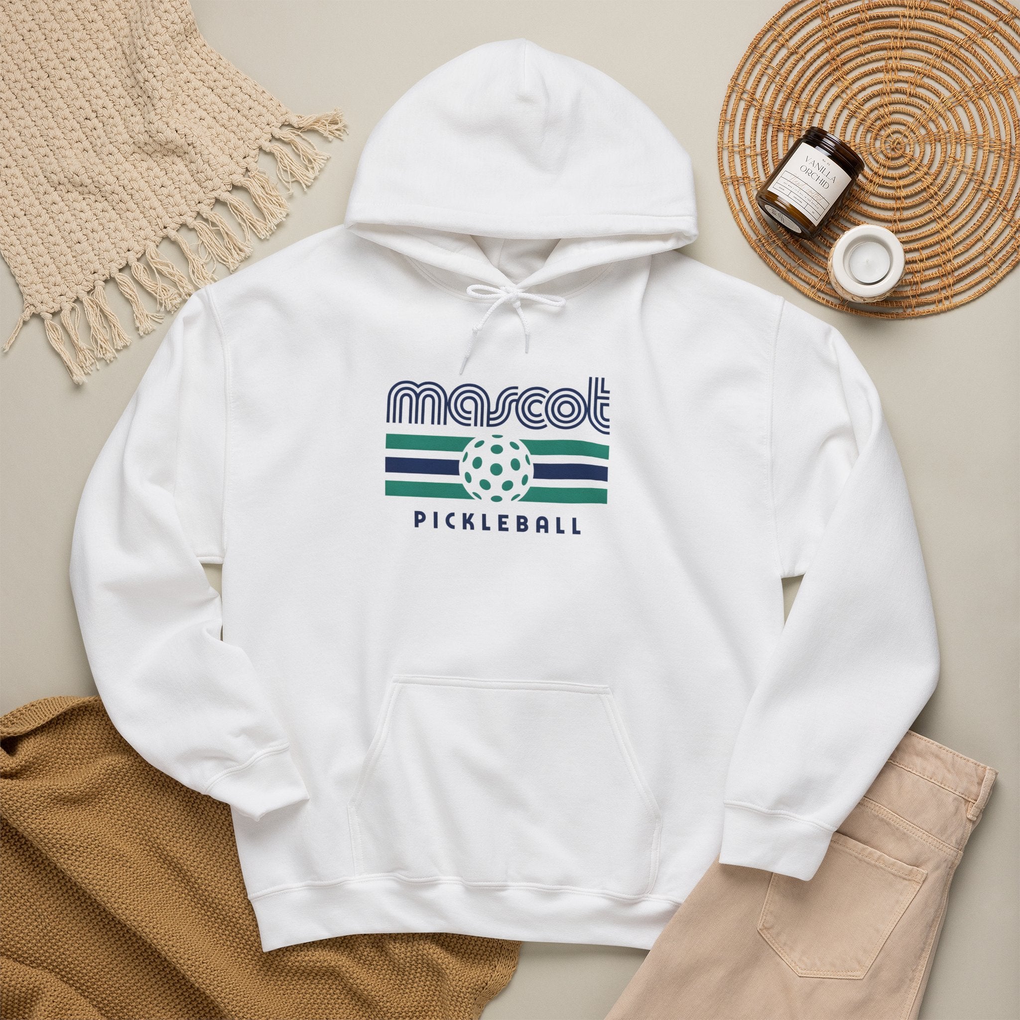 Mascot Pickleball Hoodie — Retro Striped Pickleball Pullover