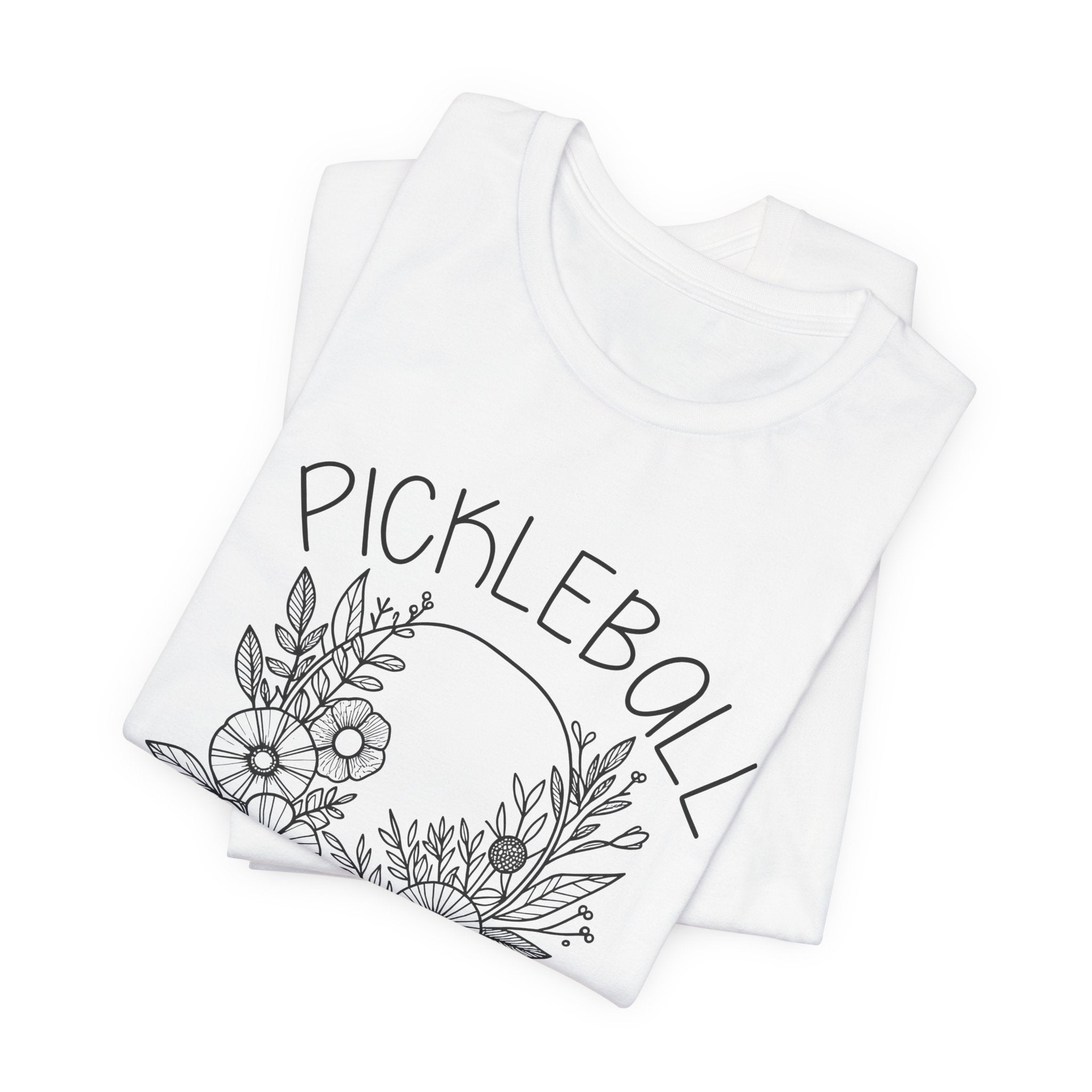 Pickleball Floral Tee — Women's/Unisex Pickleball Shirt with Hand-Drawn Paddle & Flowers